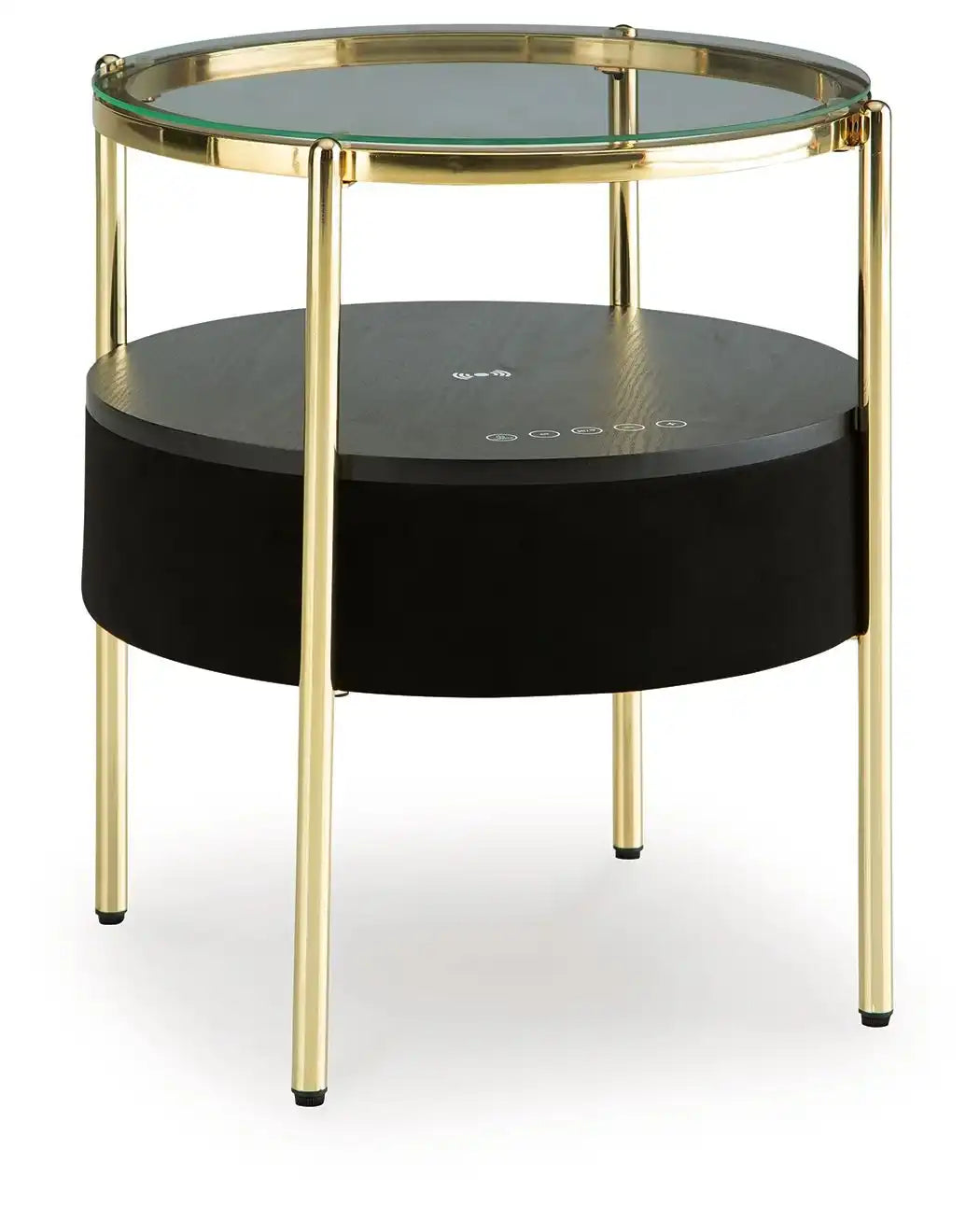 Nedman - Accent Table With Speaker - Black / Gold Finish - Best Buy Furniture