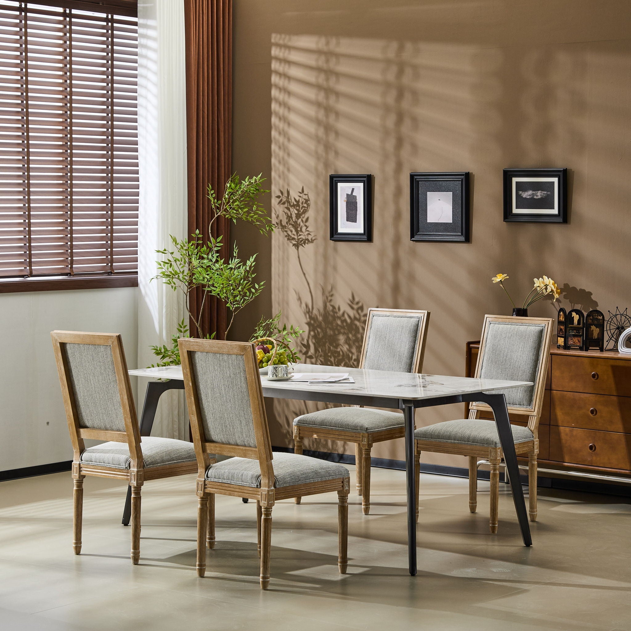 French Country Style Dining Chair With Upholstered Seating And Fluted Legs - Best Buy Furniture