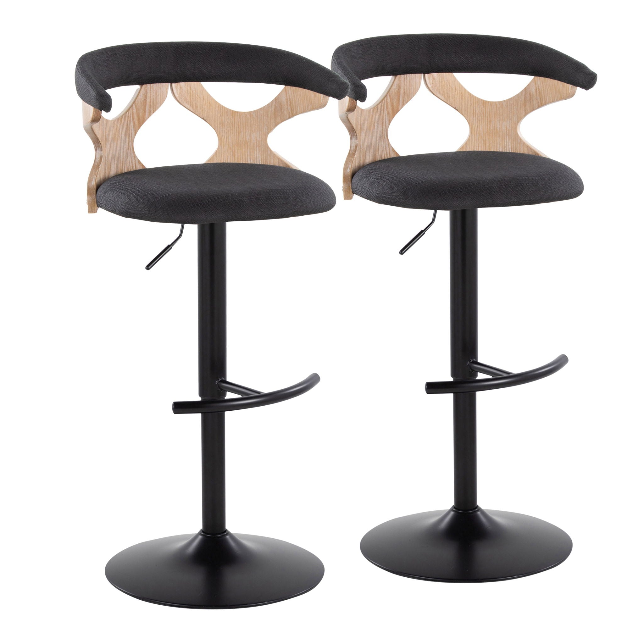 Gardenia - Contemporary Adjustable Barstool & Swivel With Rounded T Footrest (Set of 2) - Best Buy Furniture