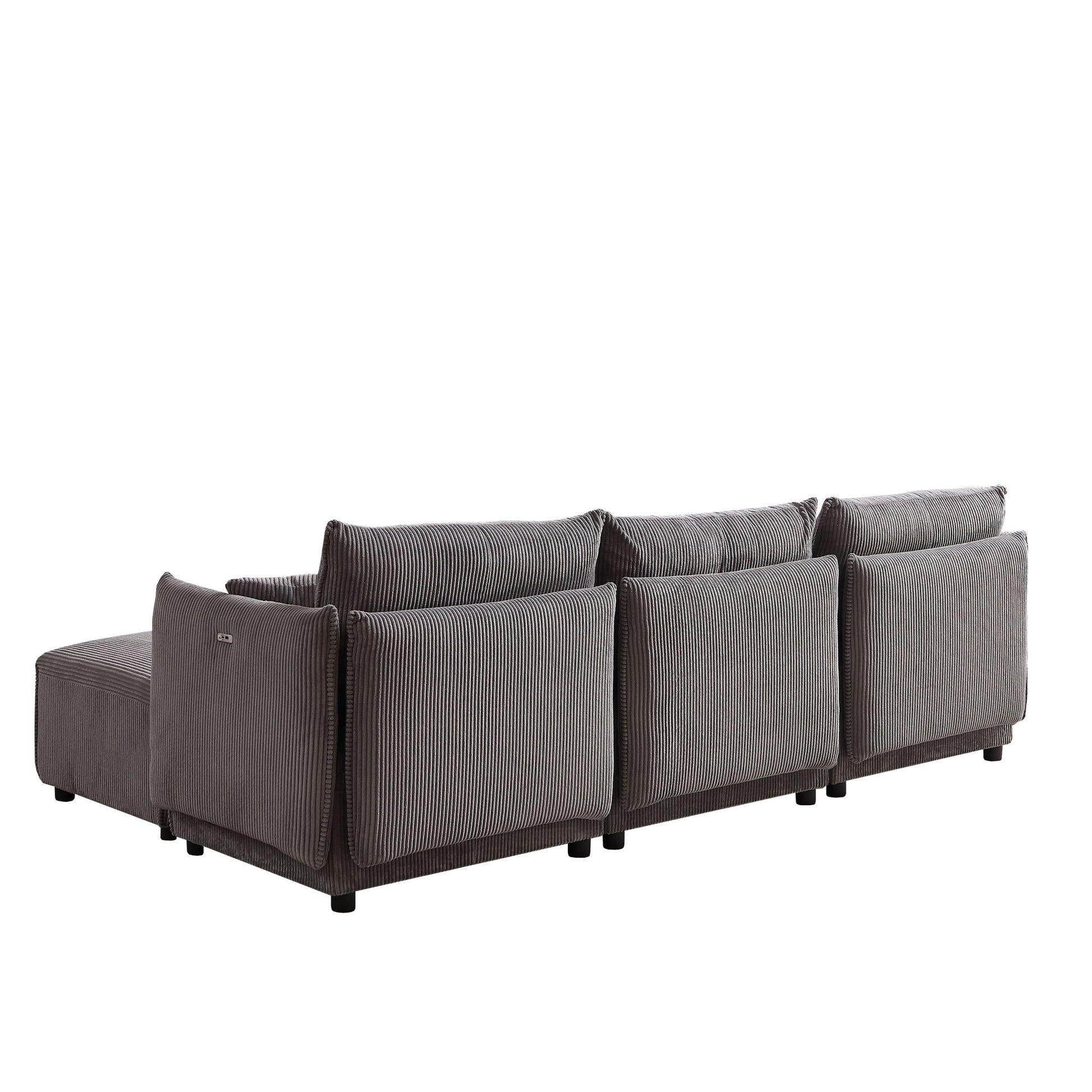 Modern Minimalist Corduroy Combination Sofa With 2 Comfort Cushions With USB & C Charging Ports - Best Buy Furniture