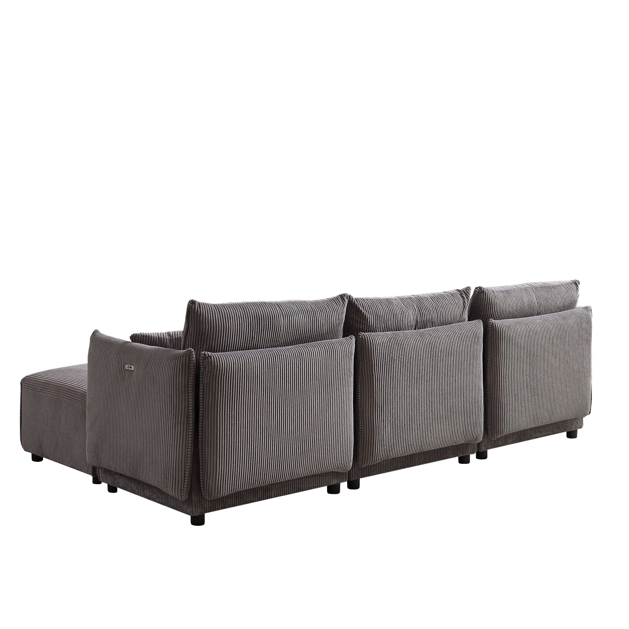 Modern Minimalist Corduroy Combination Sofa With 2 Comfort Cushions With USB & C Charging Ports - Best Buy Furniture