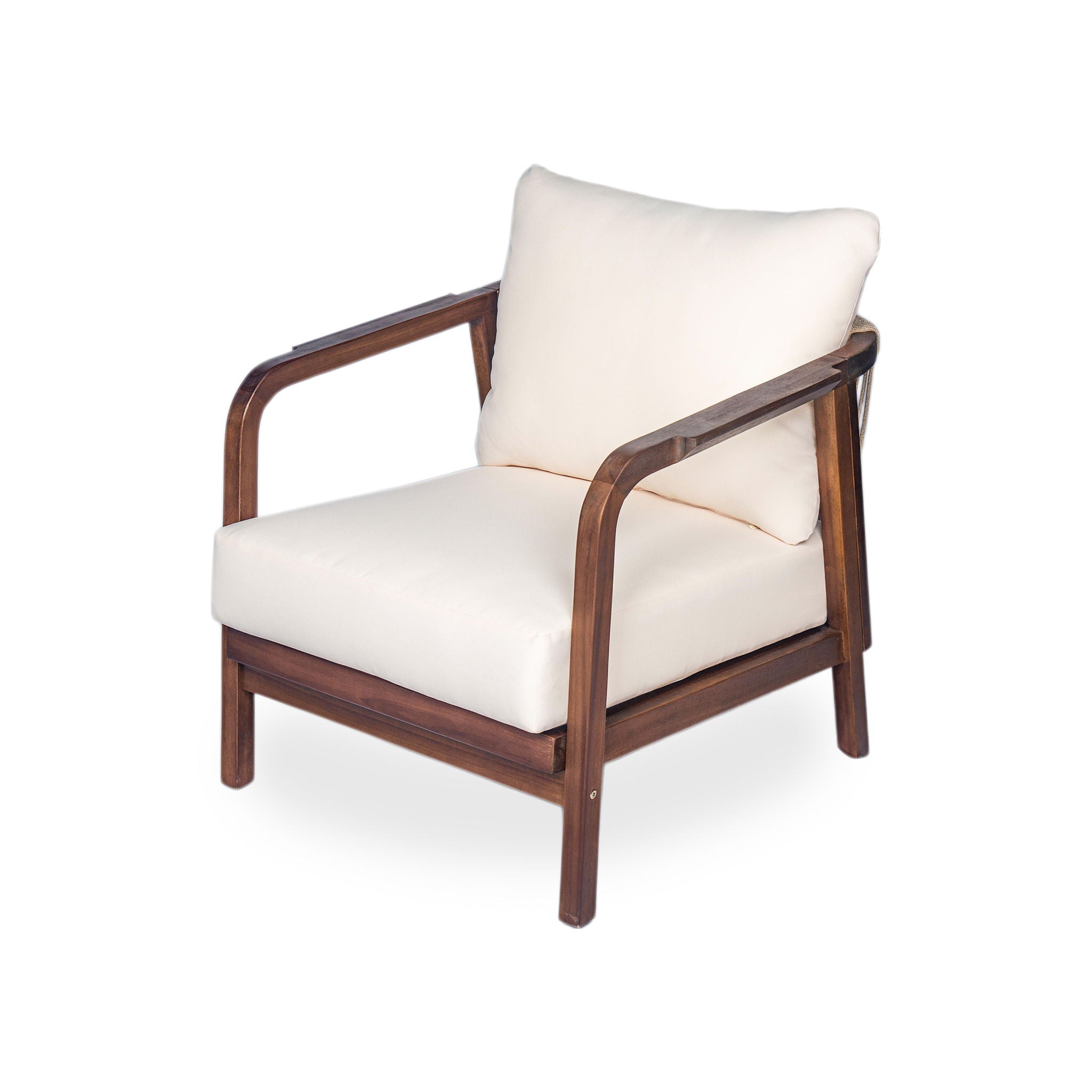Outdoor Lounge Chair With Woven Backrest, Solid Wood Frame, Comfortable Cushions - Best Buy Furniture