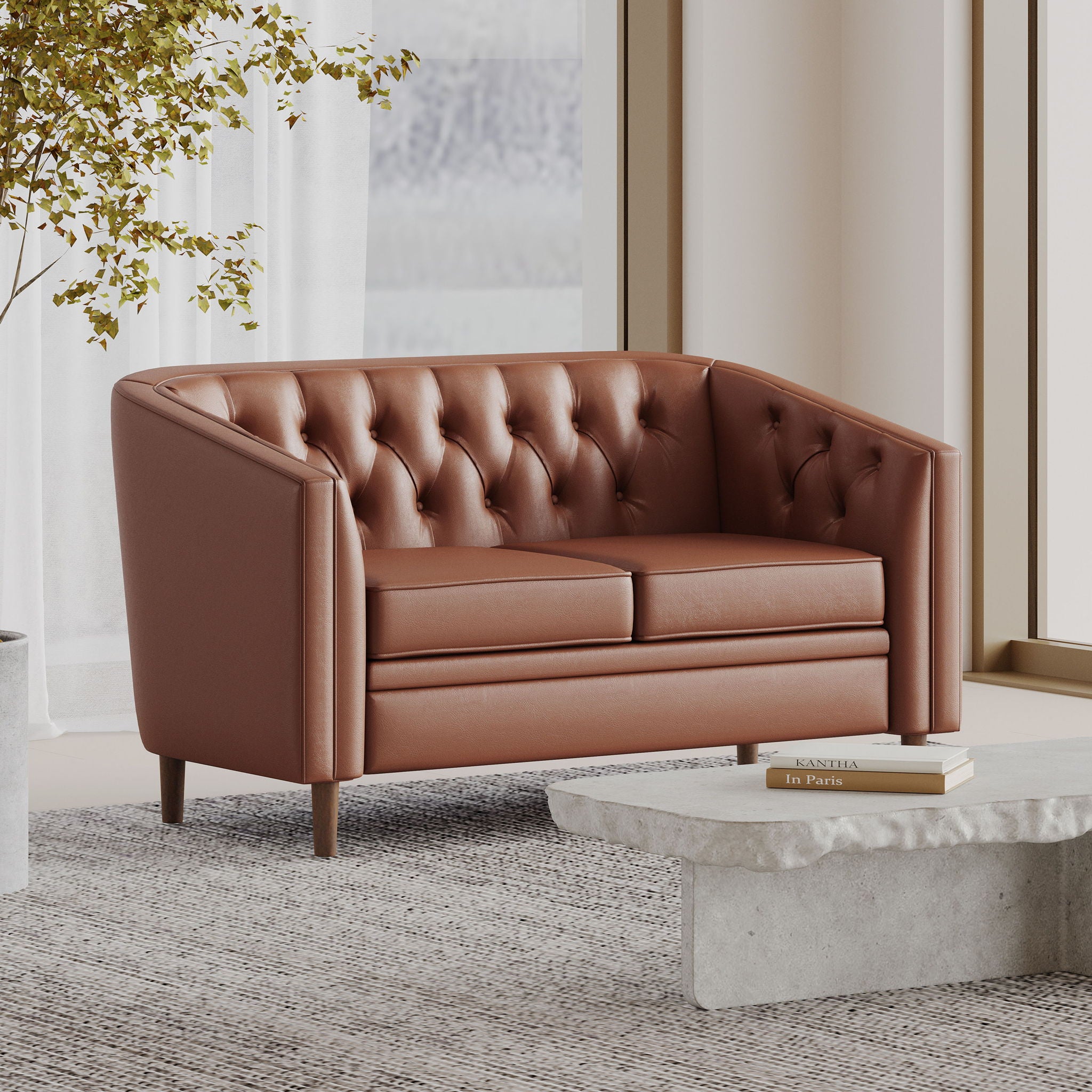 Sophisticated Loveseat With Diamond Stitched Detailing