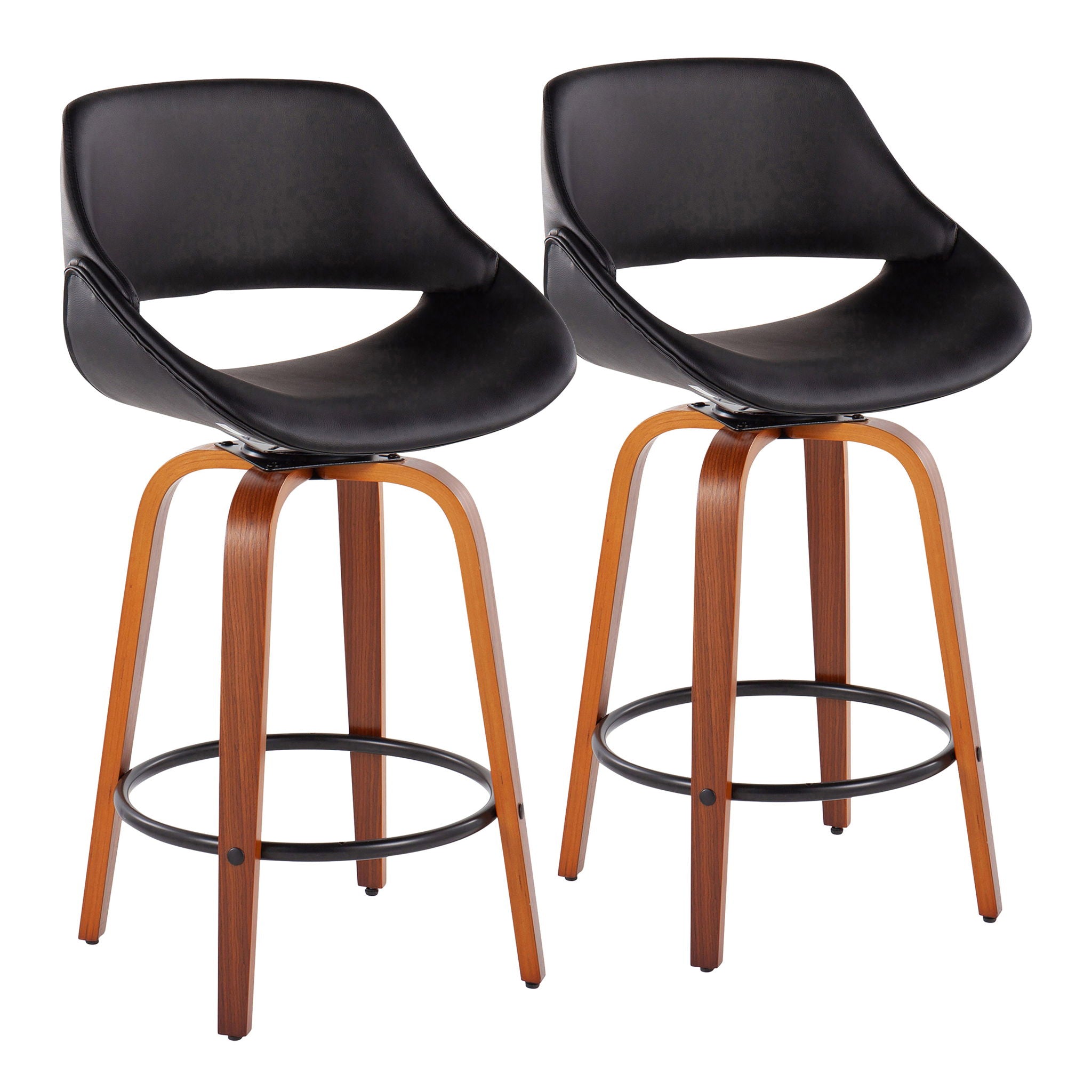 Fabrico - Mid Century Modern Fixed Height Counter Stool And Round Footrest (Set of 2) - Best Buy Furniture