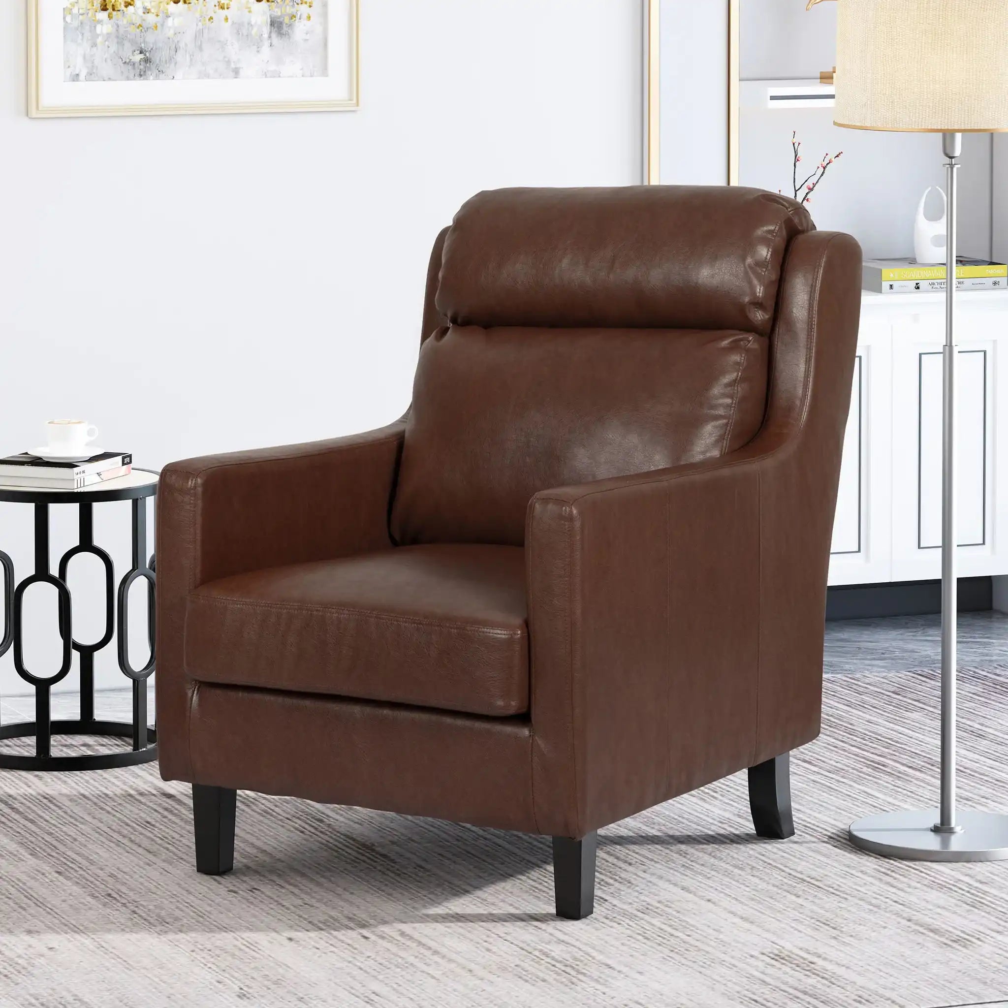 Contemporary Club Chair With Upholstered Fabric And Rubberwood Legs - Best Buy Furniture