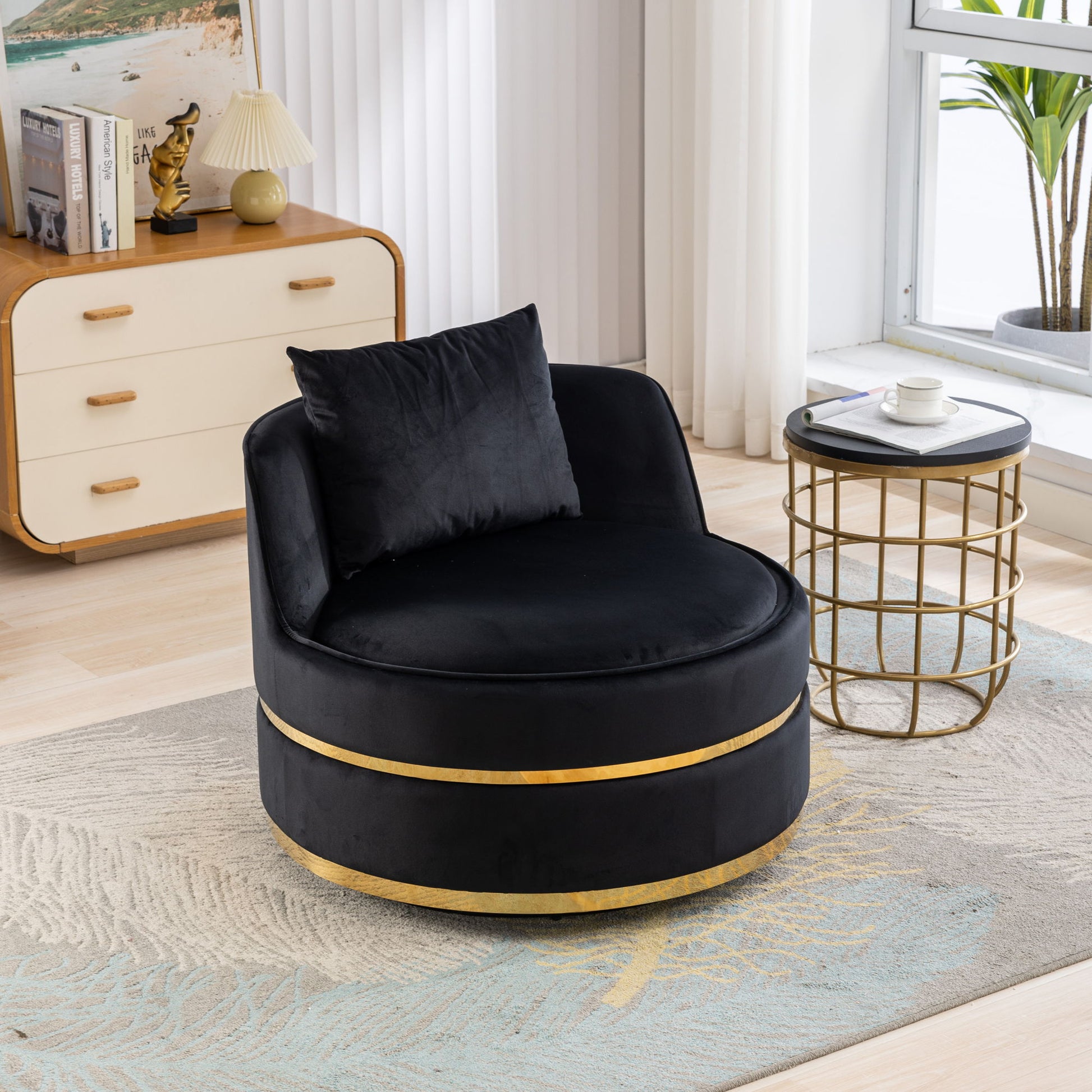 360 Degree Swivel Over Sized Upholstered Barrel Chair - Best Buy Furniture