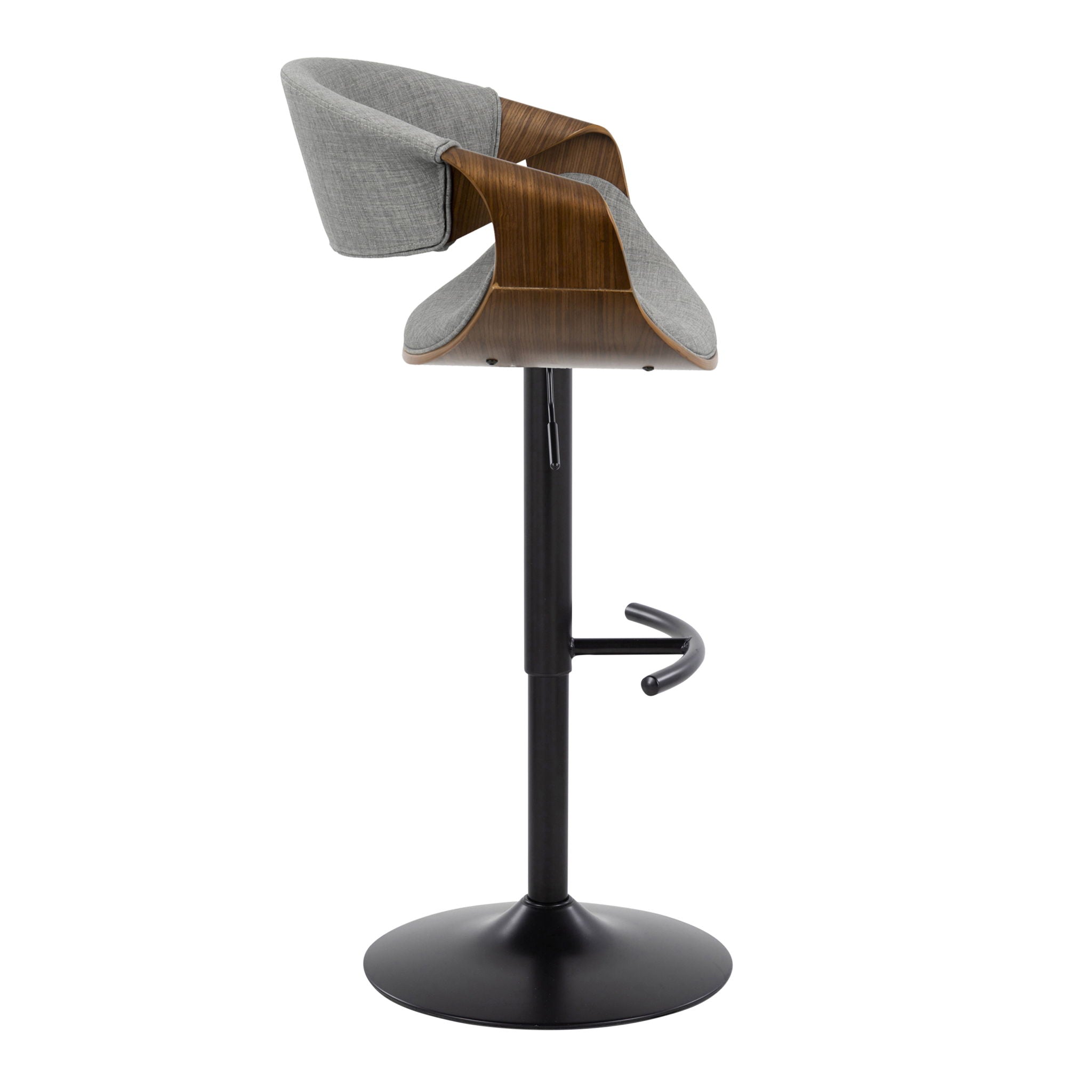 Curvo - Mid Century Modern Adjustable Barstool With Swivel & Rounded T Footrest (Set of 2) - Best Buy Furniture