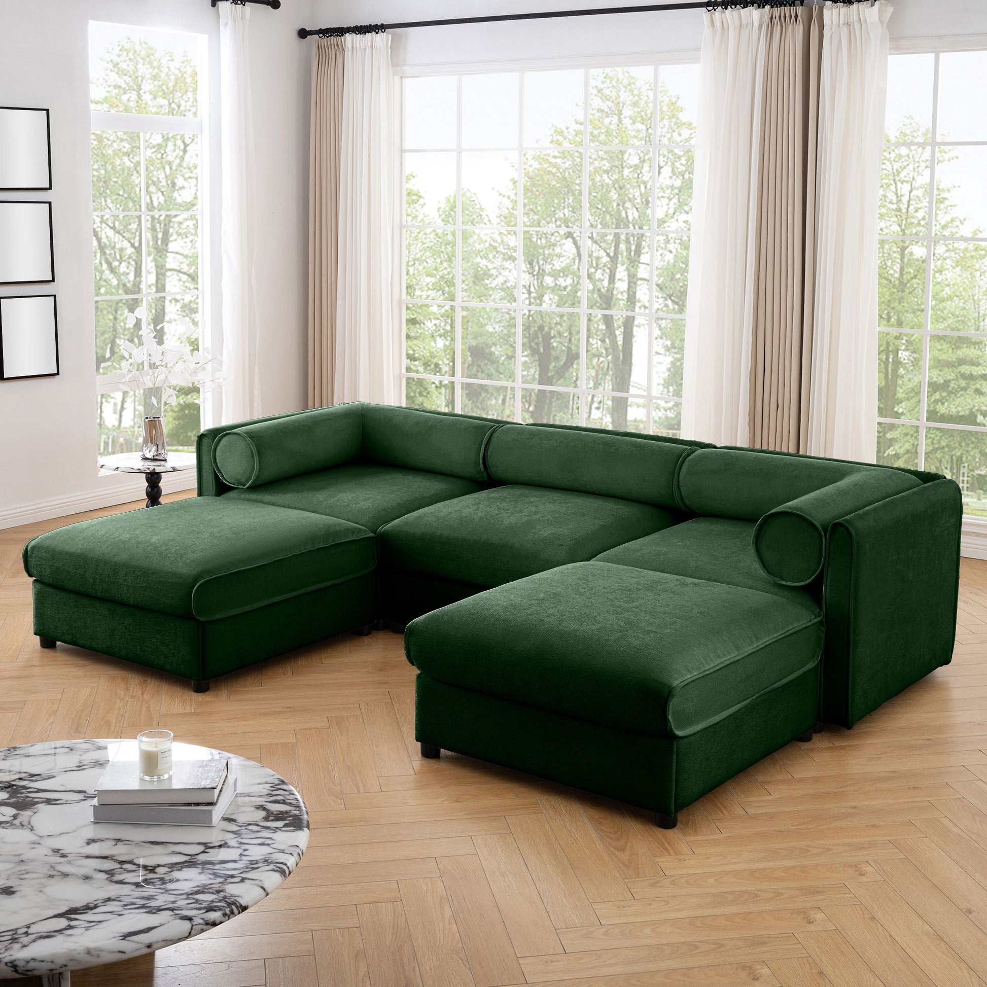 Contemporary Elegant White Chenille Sofa With Storage And Ottoman - Best Buy Furniture