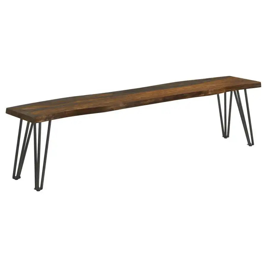 Neve - Live Edge Wood Dining Bench Hairpin Legs - Gray Sheesham - Best Buy Furniture