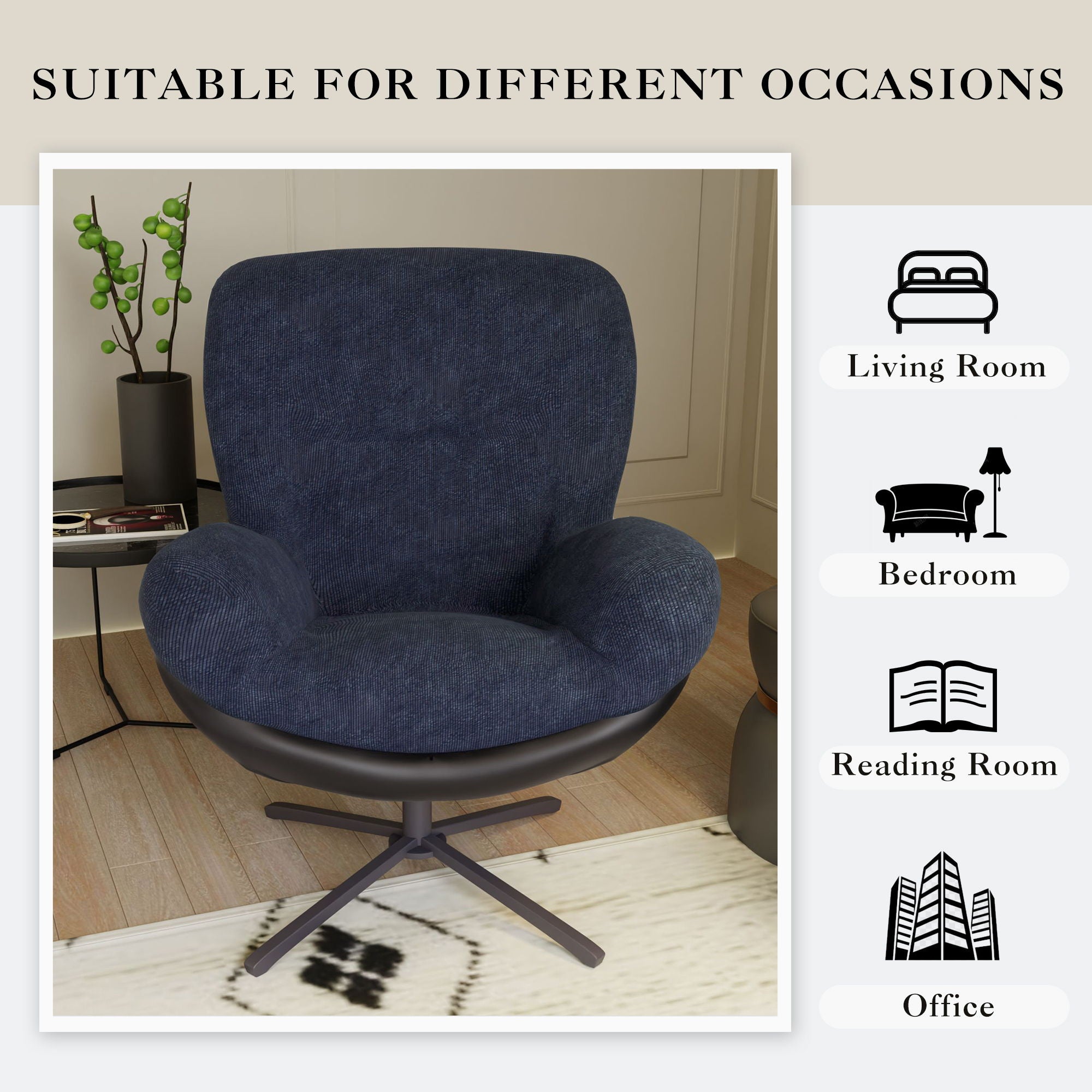 360° Swivel Office Chair, No Wheels - Best Buy Furniture