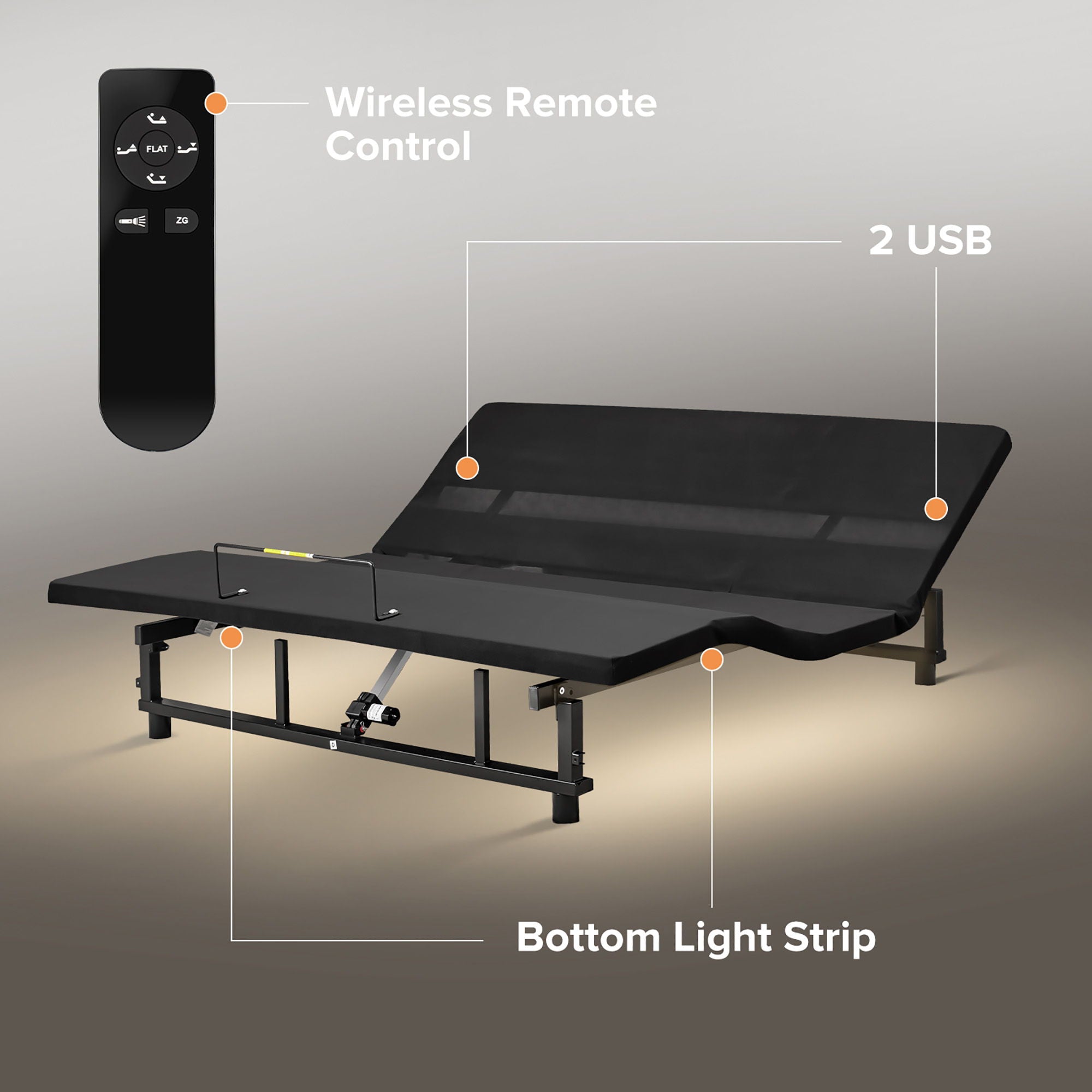 Adjustable Bed Base Frame With Head And Foot Incline Quiet Motor Zero Gravity - Best Buy Furniture