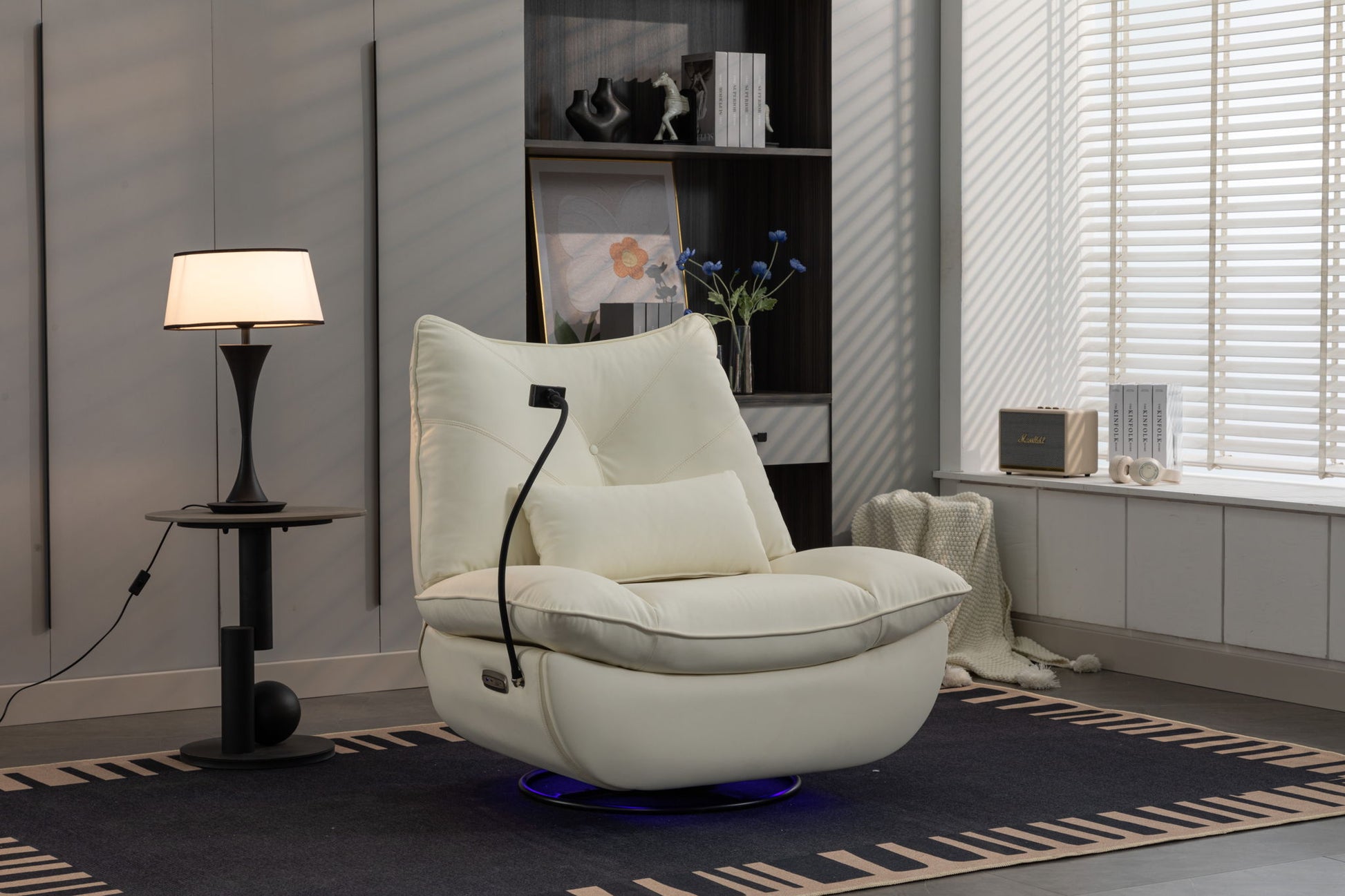 270 Swivel Glider Recliner Chair, Power Recliner Rocking Chair, USB Port Charge For Nursery Chair With Atmosphere Lamp For Living Room Bedroom Apartment - Best Buy Furniture