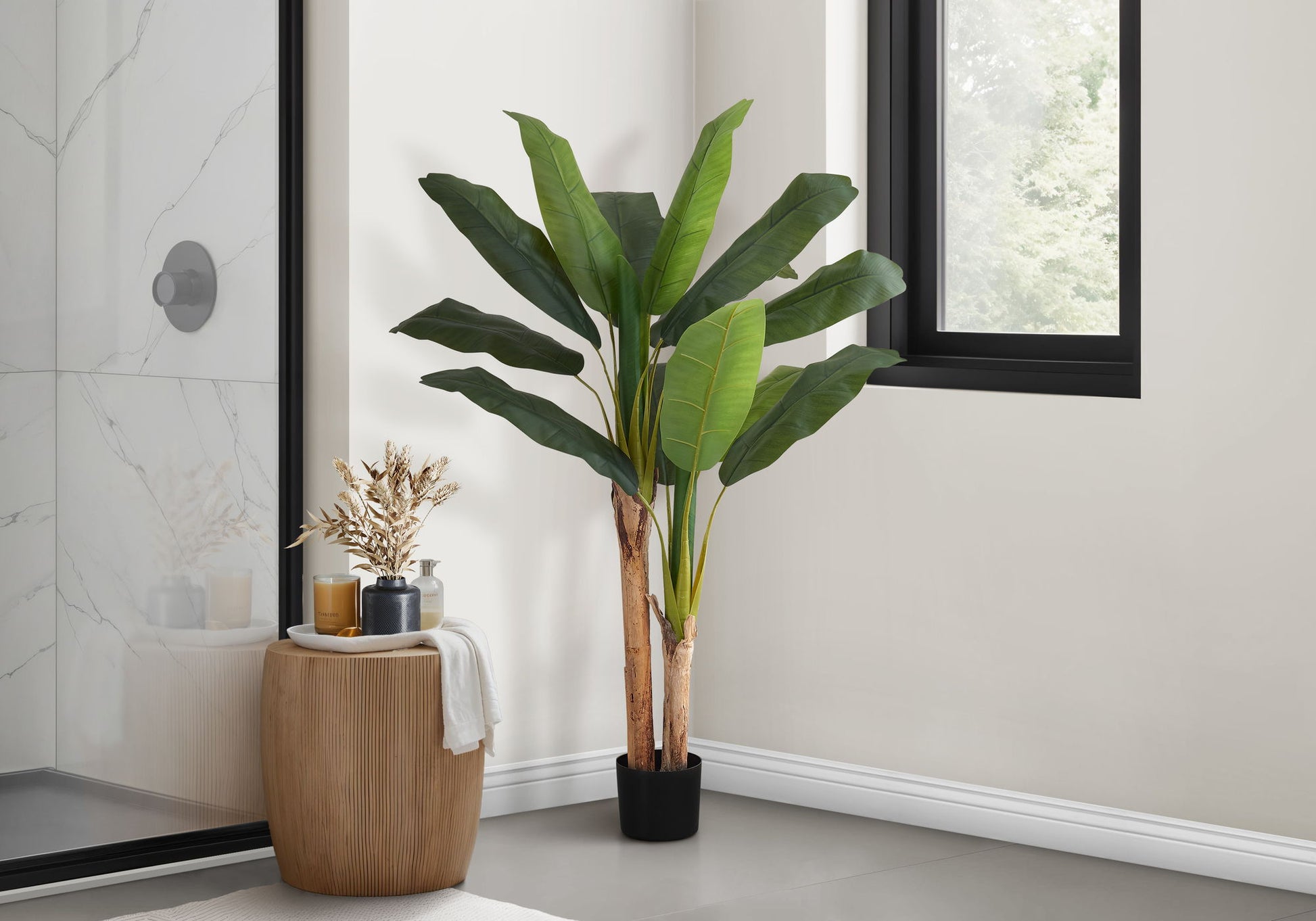 55" Tall, Artificial Plant, Banana Tree, Indoor, Faux, Fake, Floor, Greenery, Potted, Real Touch, Decorative - Green / Black - Best Buy Furniture