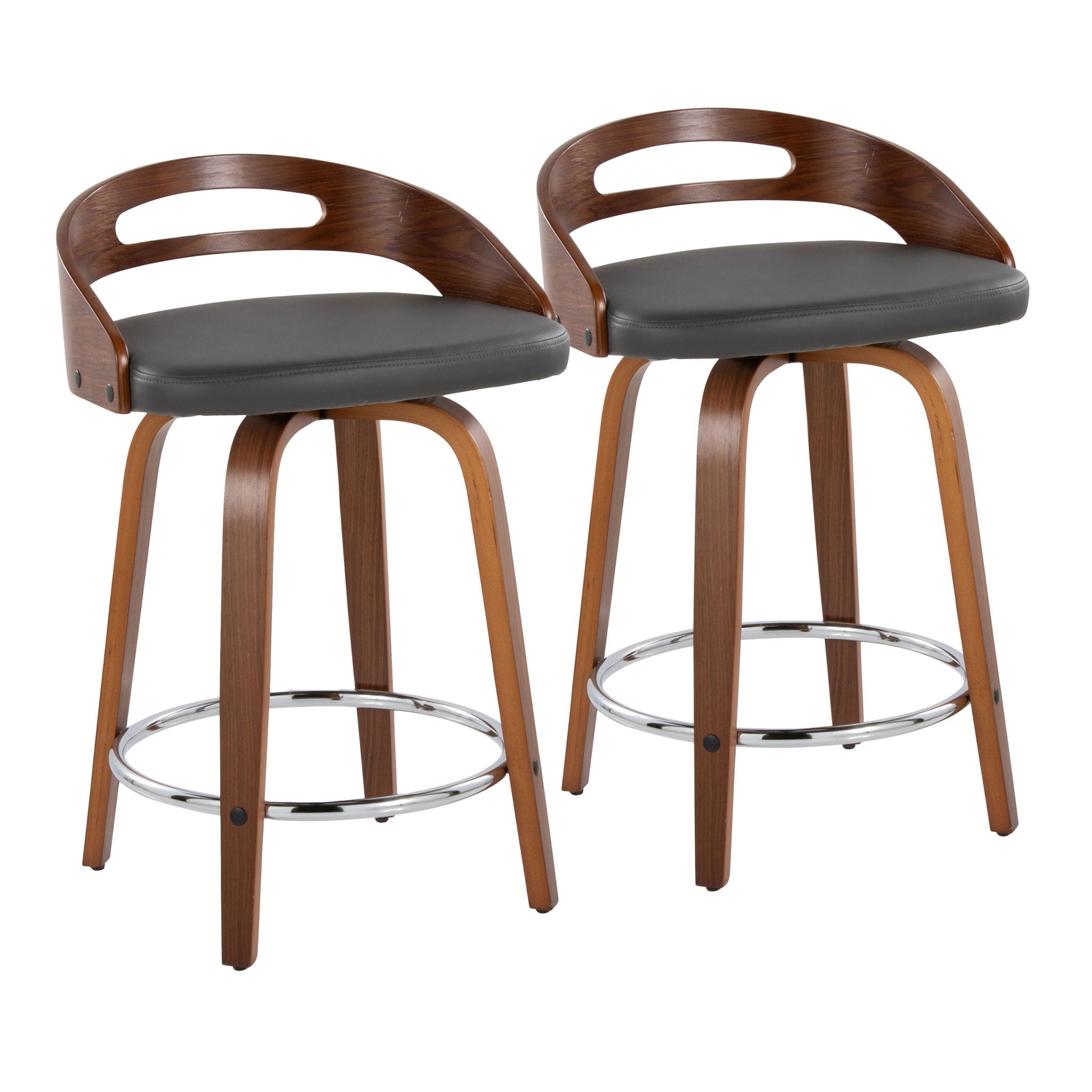 Cassis - Mid Century Modern Fixed Height Counter Stool With Swivel With Round Footrest (Set of 2) - Best Buy Furniture