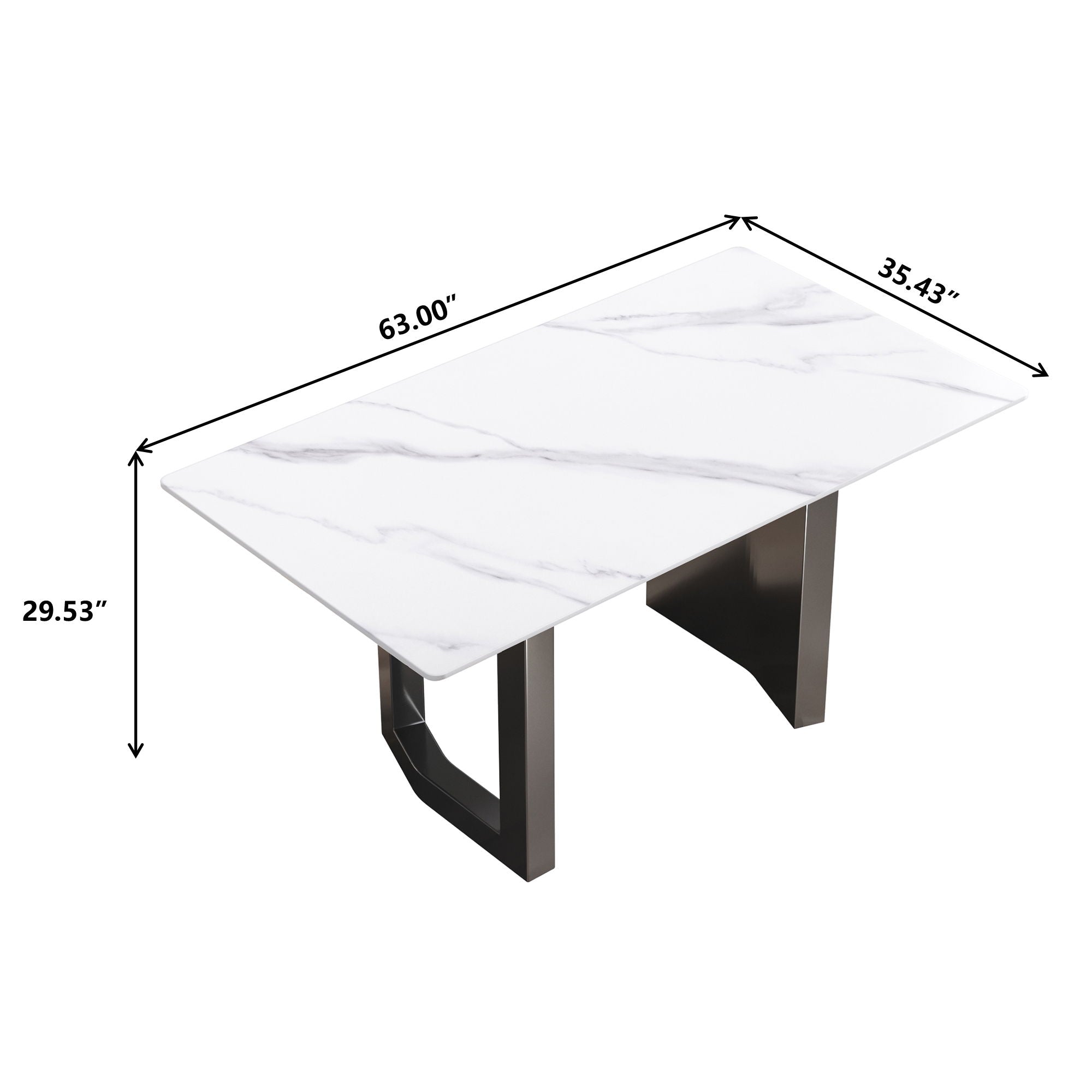 Modern Artificial Stone White Straight Edge Metal Leg Dining Table - Best Buy Furniture