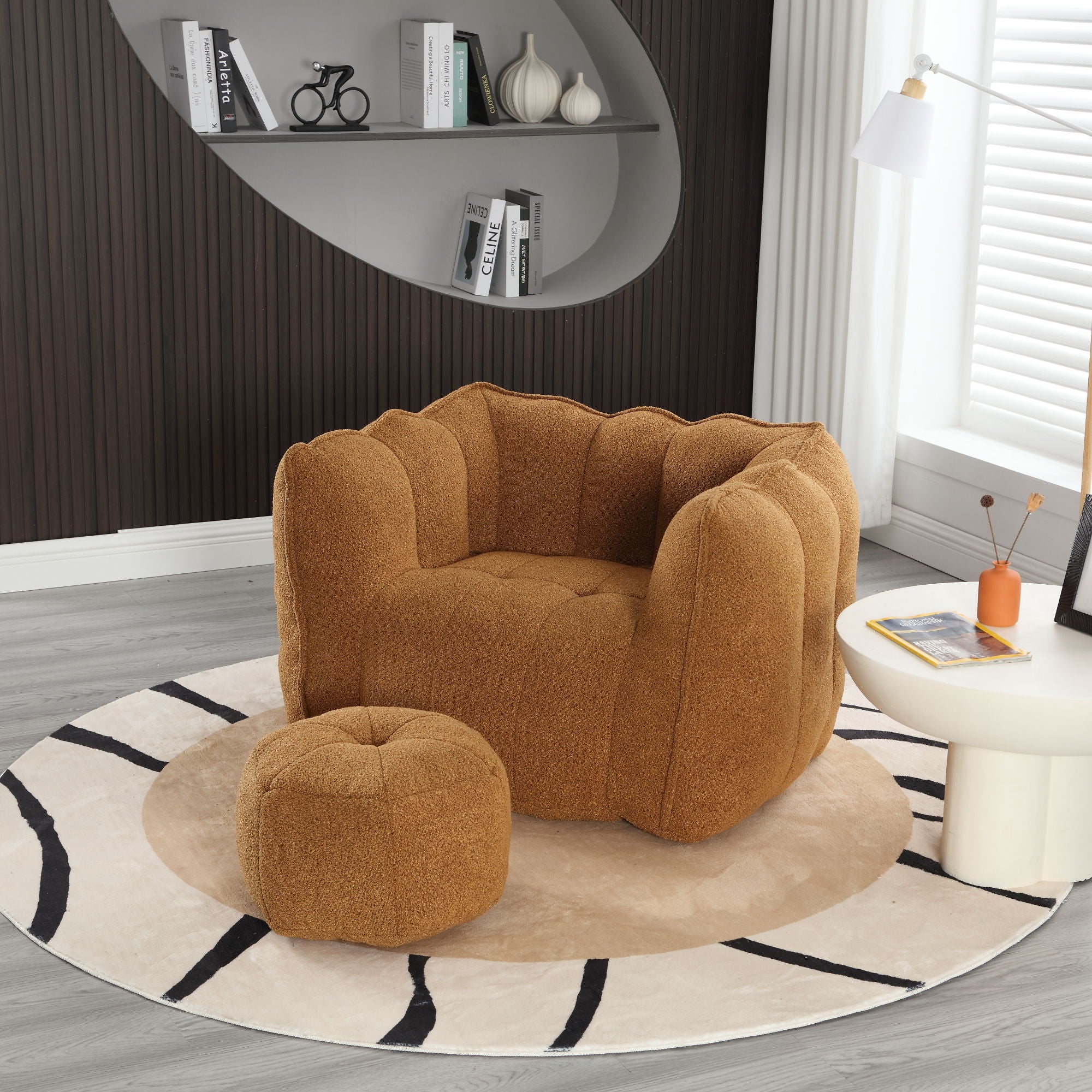 Soft Chenille Bean Bag Chair With High Resilient Foam