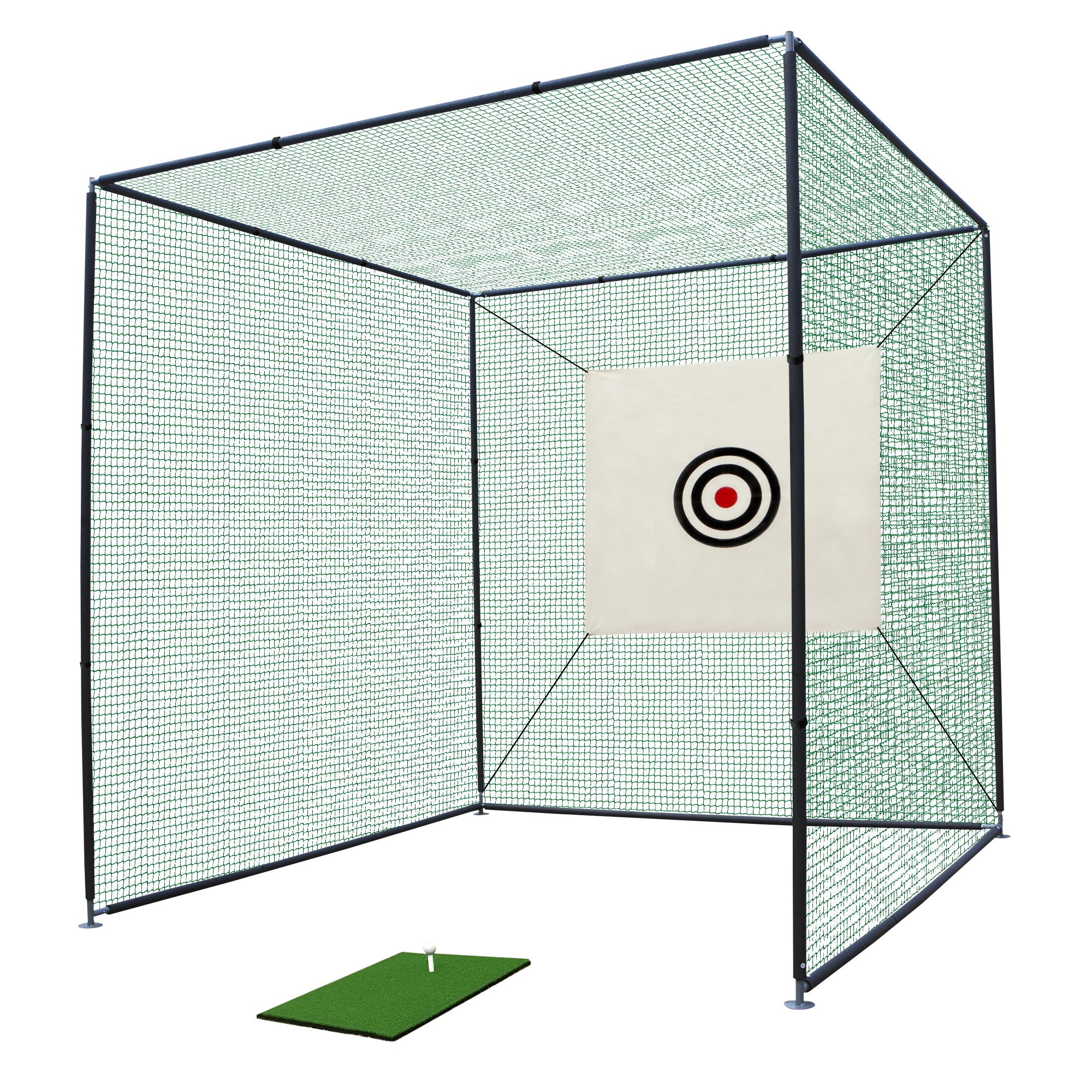 Golf Practice Net Cage With Metal Frame Hitting Net Kit Indoor Outdoor - Black - Best Buy Furniture