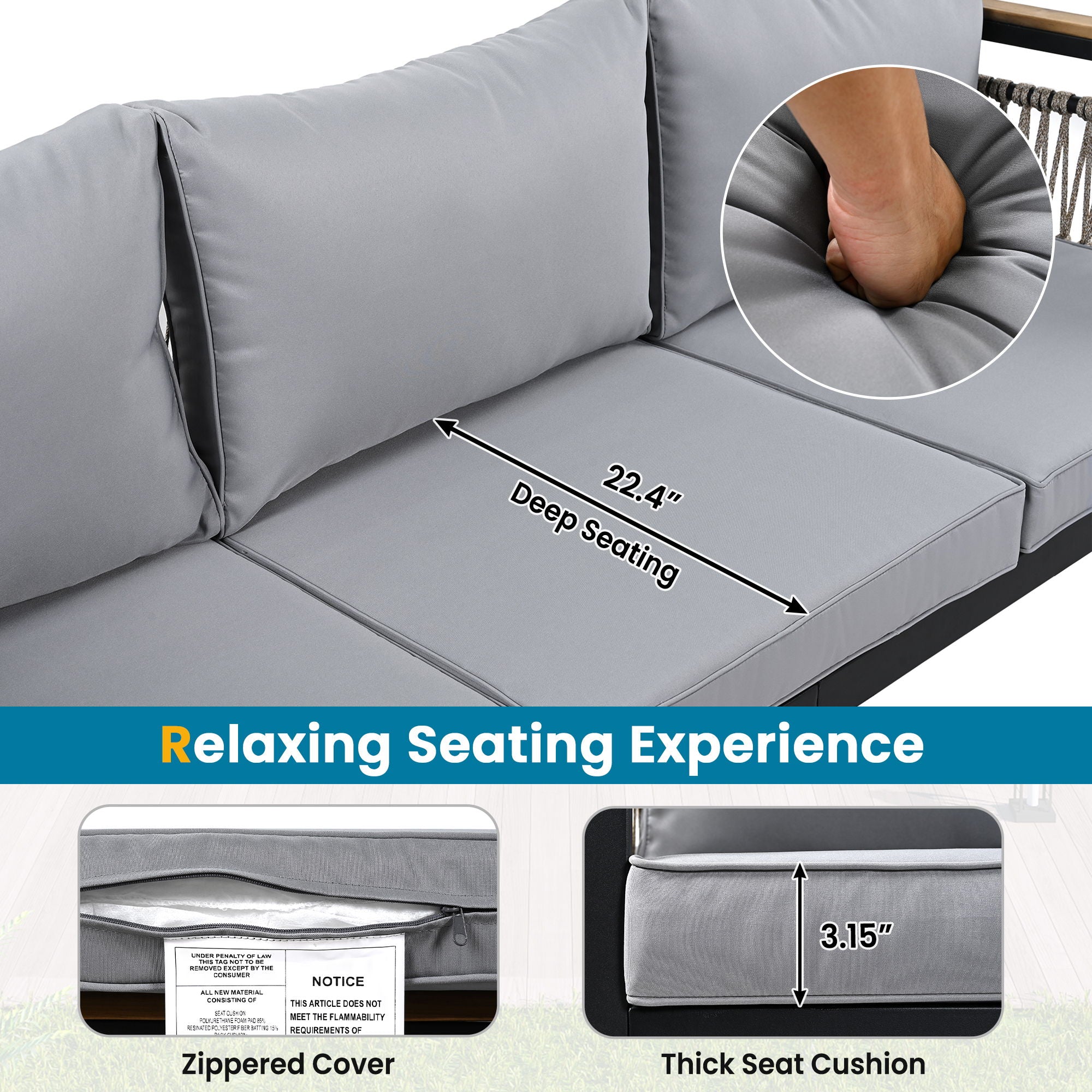 4 Pieces Outdoor Sectional Sofa Set 5 Person Patio Seating Group Outdoor Conversation Set With Cushions And A Coffee Table For Patios - Best Buy Furniture