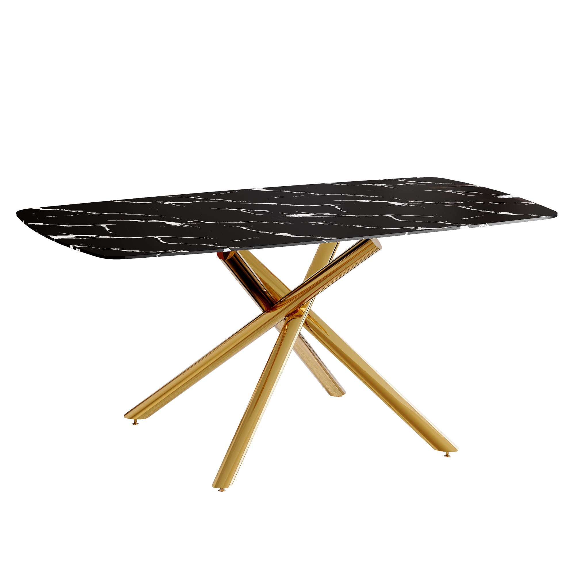 Luxurious Marble Patterned Dining Table With Metal Fork Legs - Best Buy Furniture
