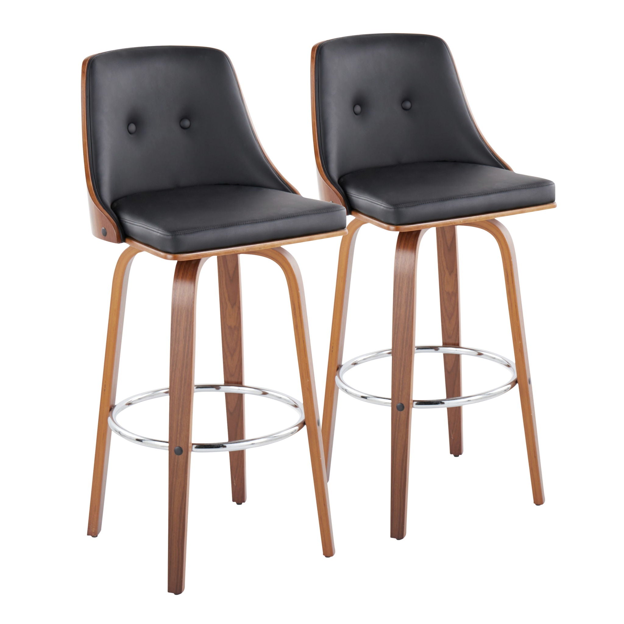 Gianna - Mid Century Modern Fixed Height Barstool With Swivel With Round Footrest (Set of 2) - Best Buy Furniture