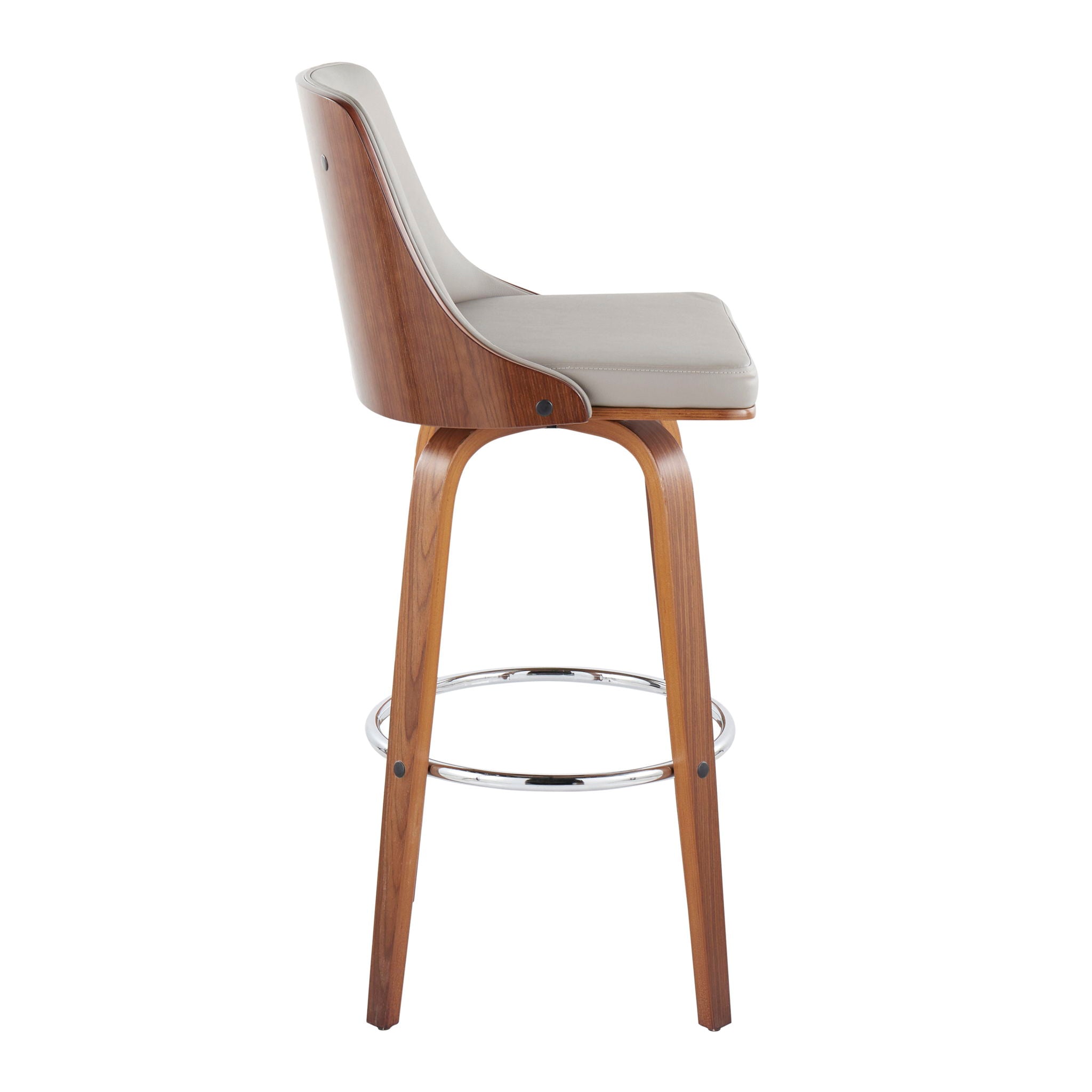 Gianna - Mid Century Modern Fixed Height Barstool With Swivel With Round Footrest (Set of 2) - Best Buy Furniture