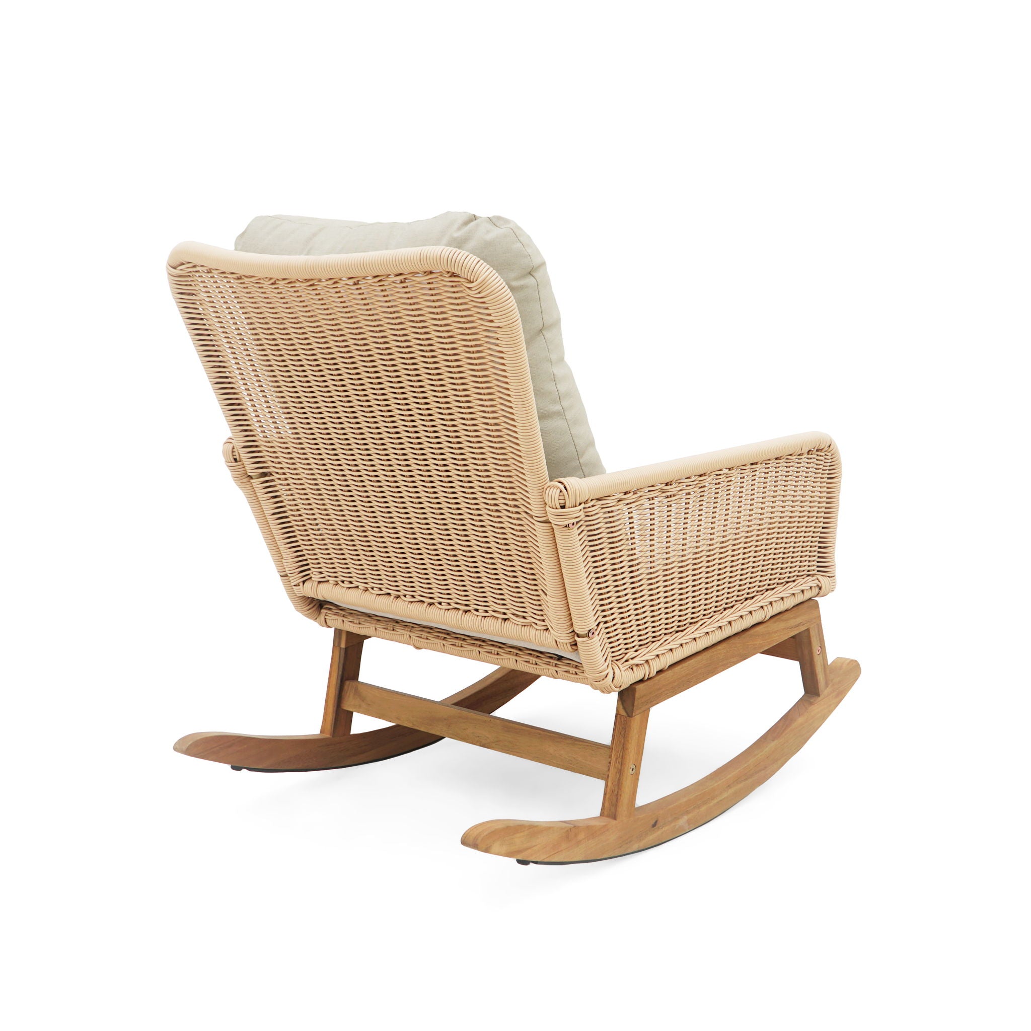Contemporary Minimalist Wicker Rocking Chair With Soft Polyester Cushions - Best Buy Furniture