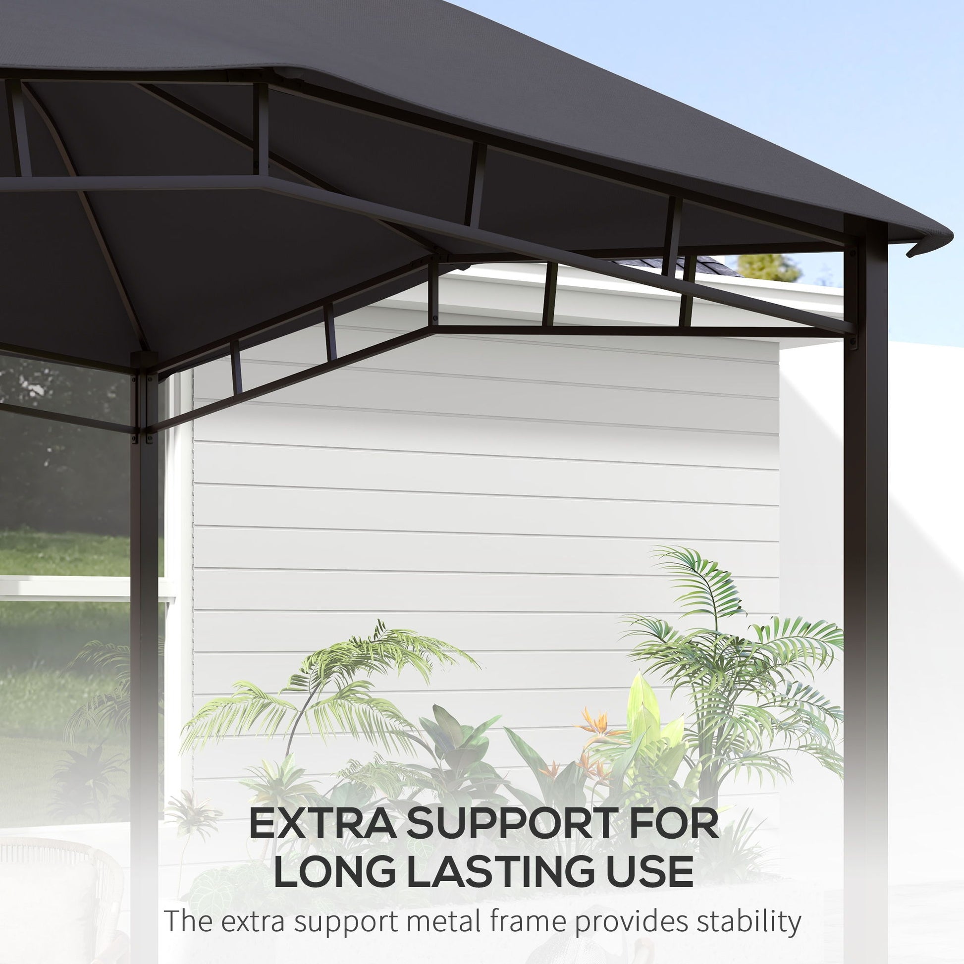 Outsunny - 10' x 10' Soft Top Patio Gazebo Outdoor Canopy With Unique Geometric Design Roof, All-Weather Steel Frame - Gray - Best Buy Furniture