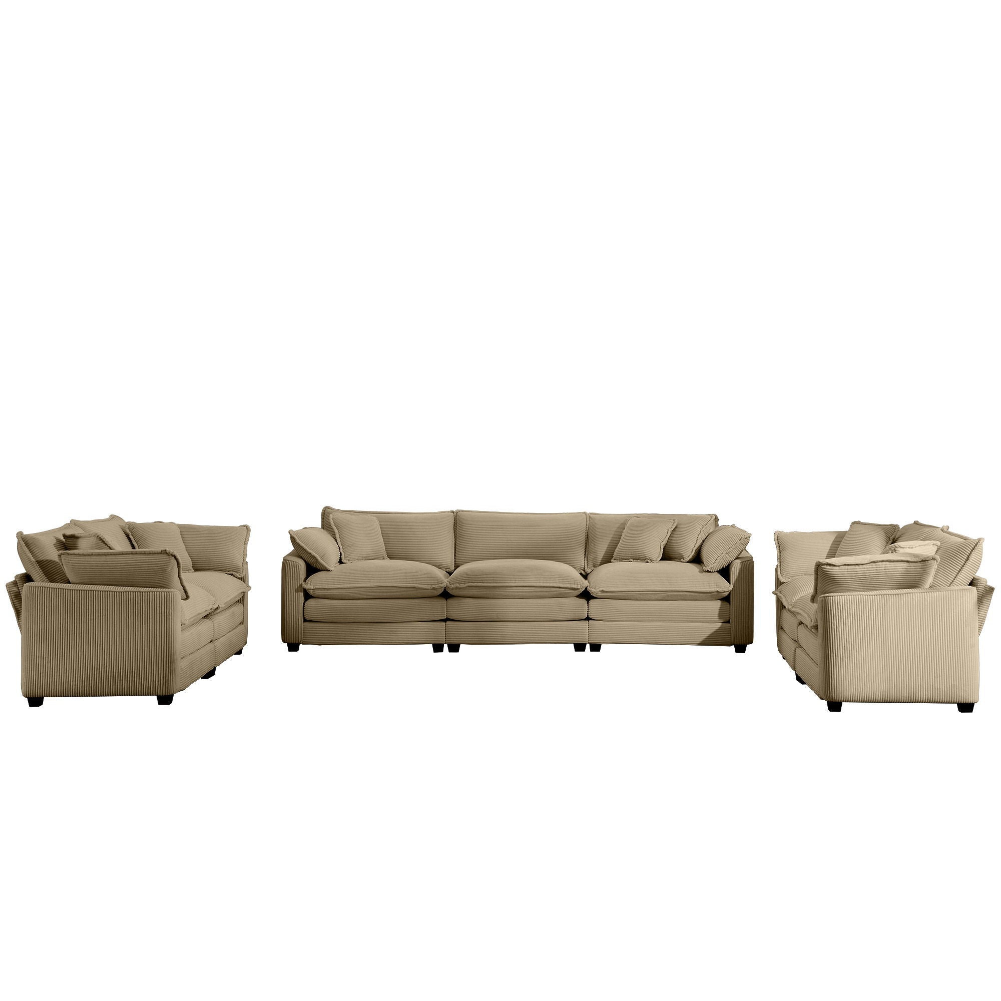 Elegant Corduroy Oversized Sectional Sofa Set With Deep Seats And Flexible Layout - Best Buy Furniture