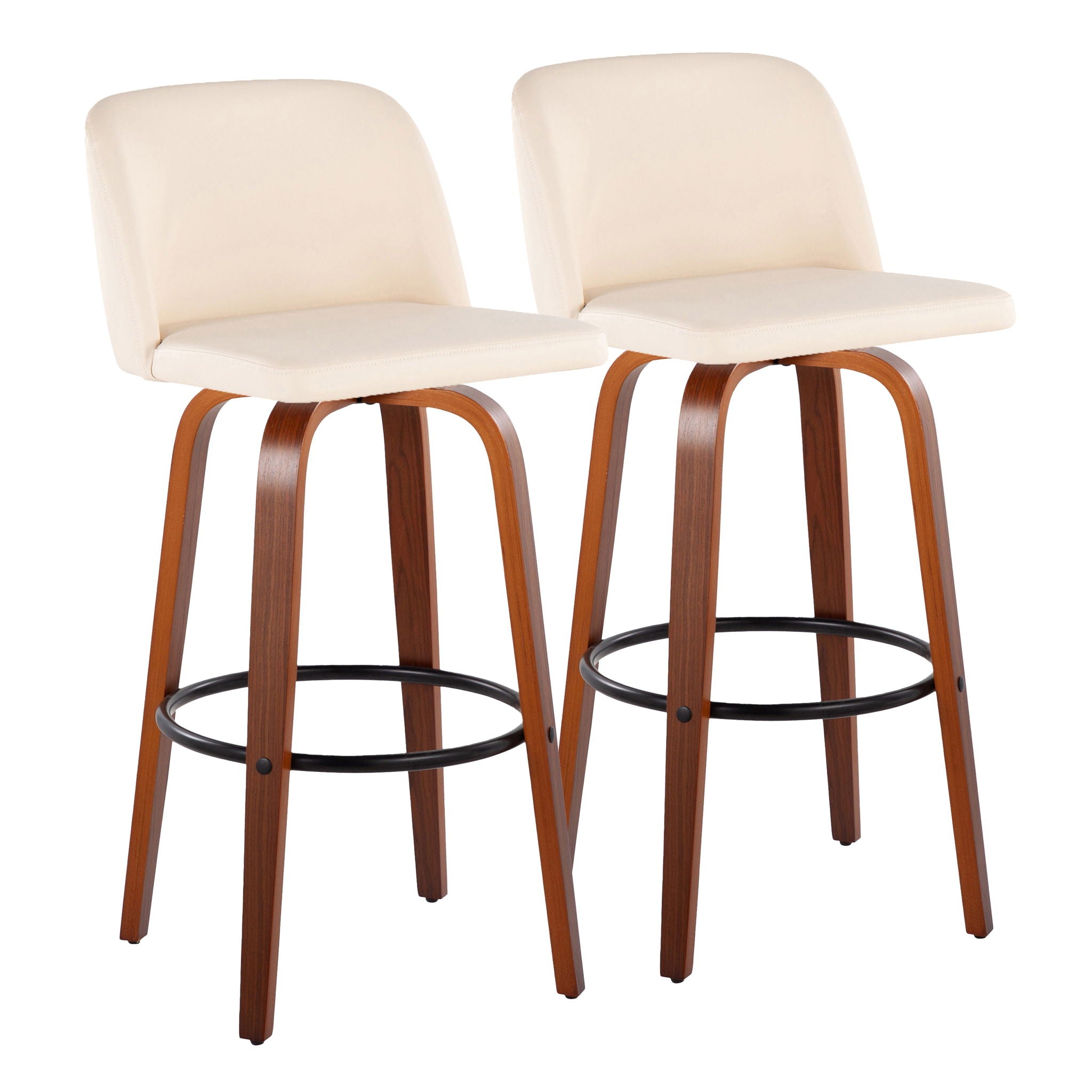 Toriano - Mid Century Modern Fixed Height Barstool Swivel And Round Footrest (Set of 2) - Best Buy Furniture