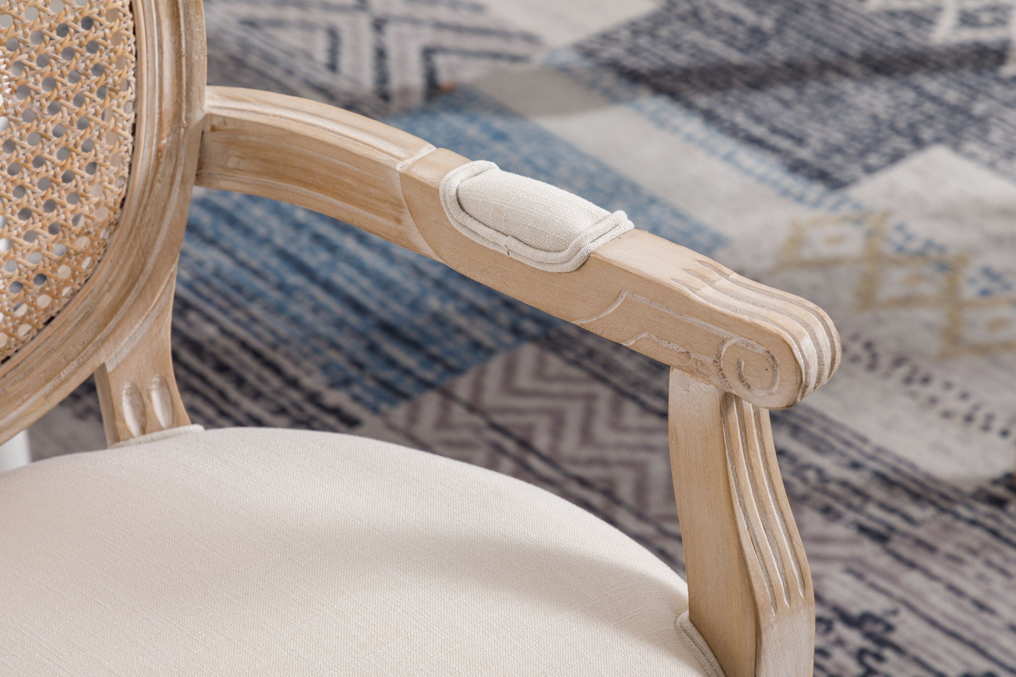 French Vintage Upholstered Fabric Dining Armchair (Set of 2) - Beige - Best Buy Furniture