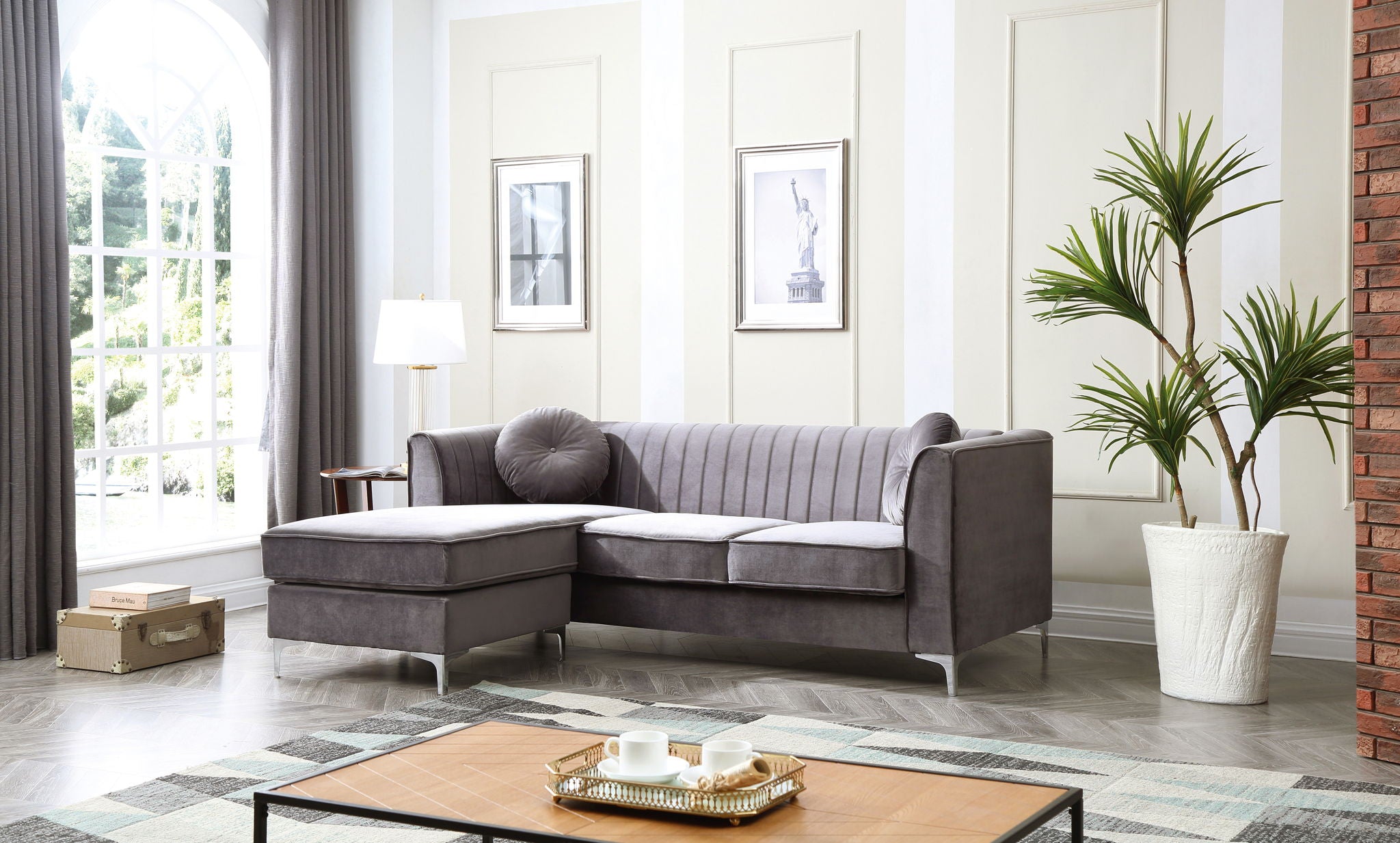 Delray - Micro Suede Sofa Chaise - Best Buy Furniture