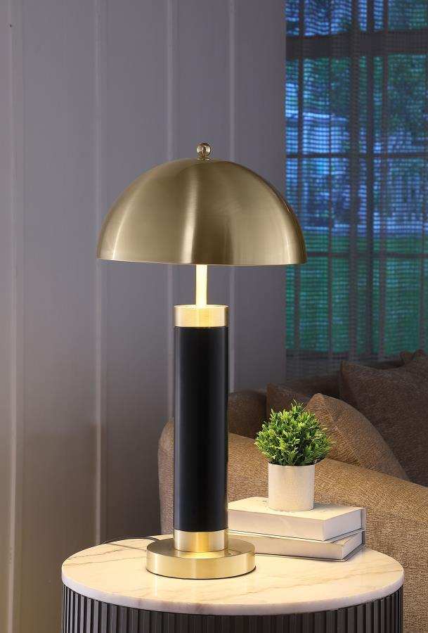Conroe - Dome Shade Pillar Table Lamp (Set of 2) - Black - Best Buy Furniture