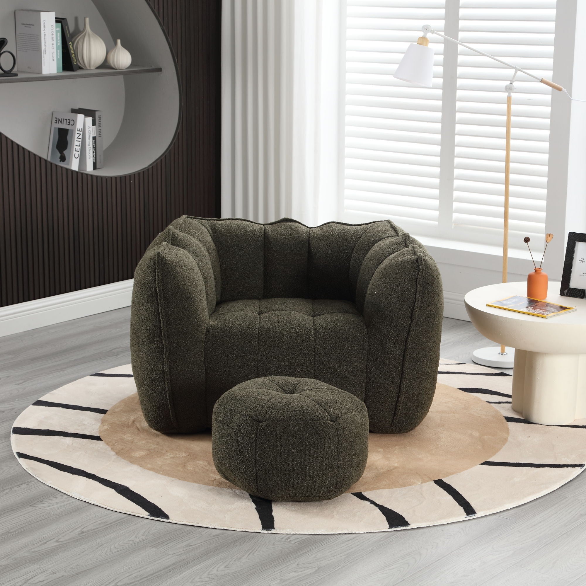 Soft Chenille Bean Bag Chair With High Resilient Foam