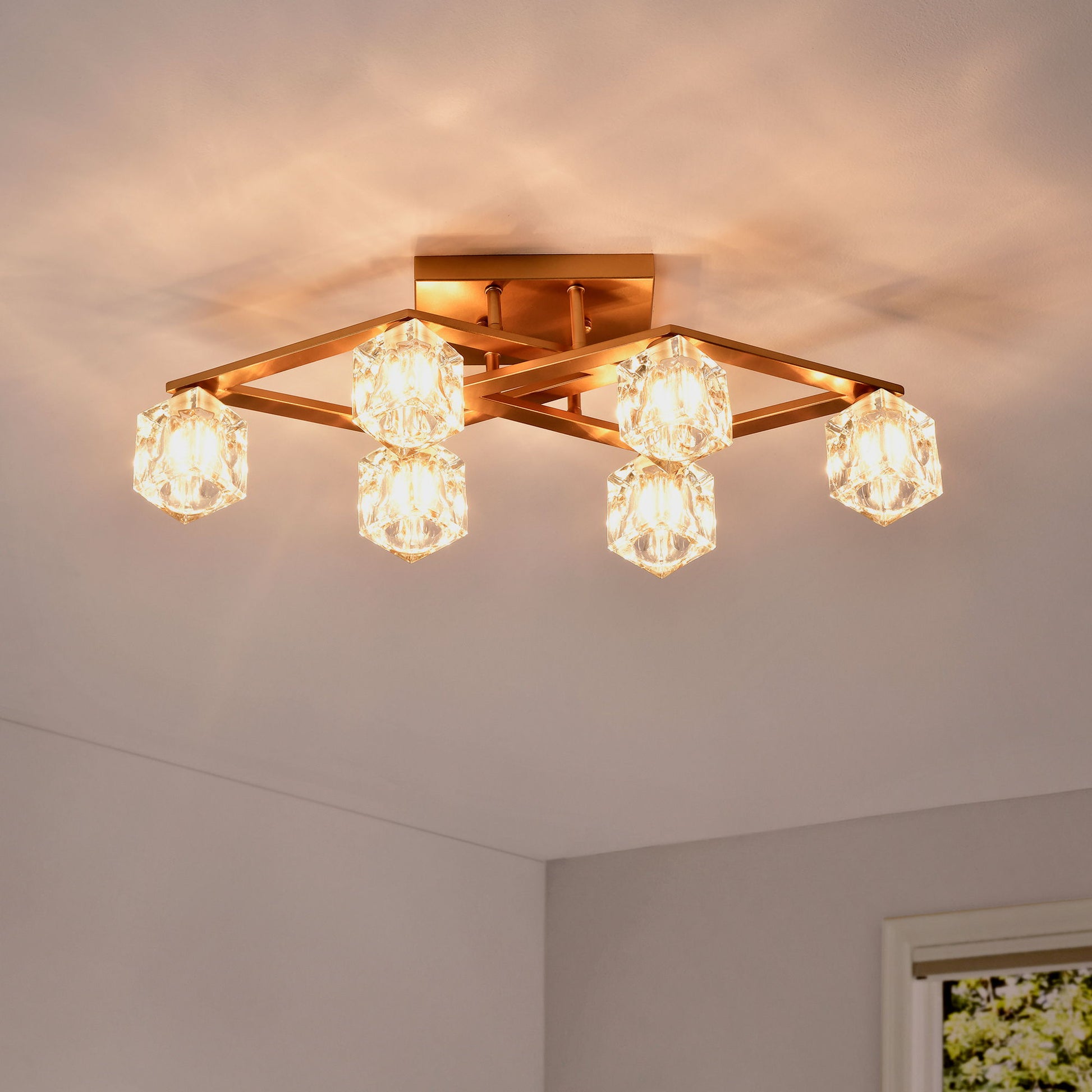 6 Light Crystal Ceiling Light For Dining Room, Modern Ceiling Lamp With Light Fixture For Entryway, Lobby, Kitchen, Bedroom, Living Room, Conference Room, (6*G9 Bulbs Included) - Best Buy Furniture