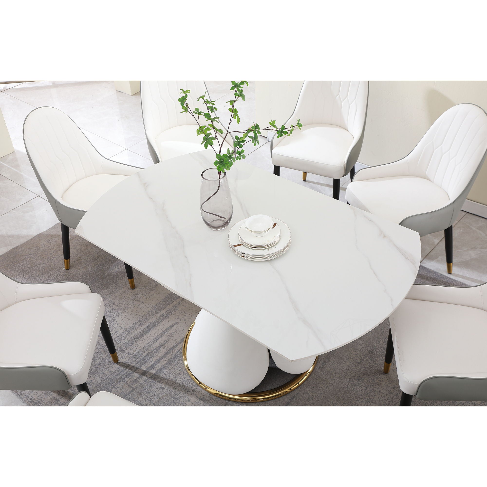Fashion Modern Sintered Stone Dining Table With Retractable Function And Chairs - Best Buy Furniture