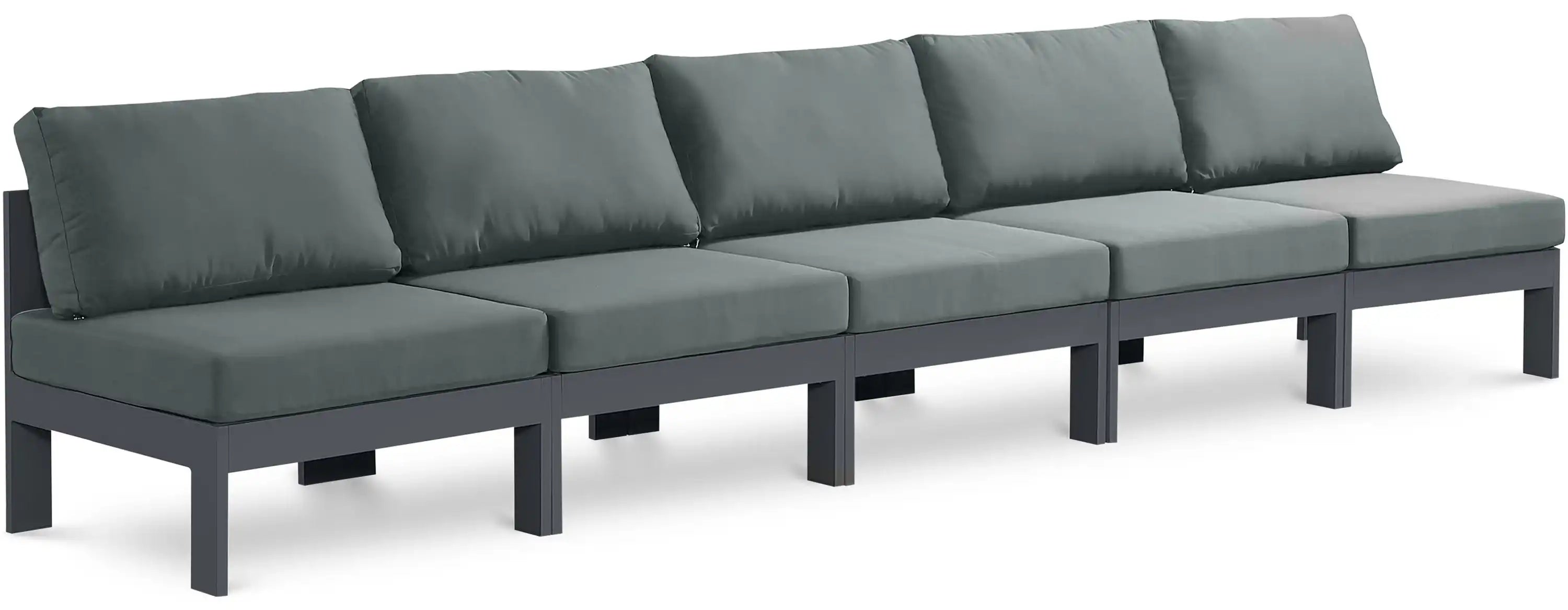 Nizuc - Outdoor Patio 5 Seat Modular Armless Sofa With Gray Frame - Best Buy Furniture