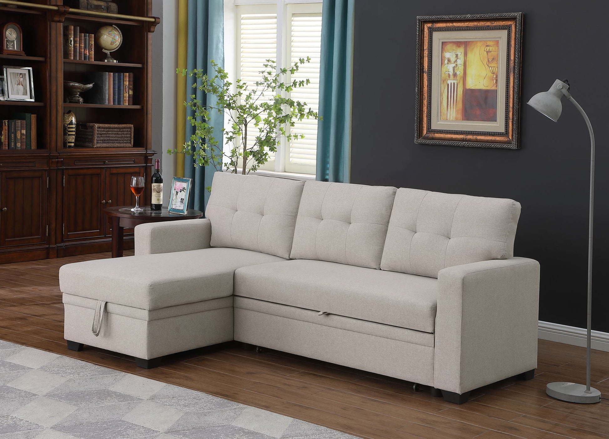 Upholstered Pull Out Sectional Sofa With Chaise - Best Buy Furniture