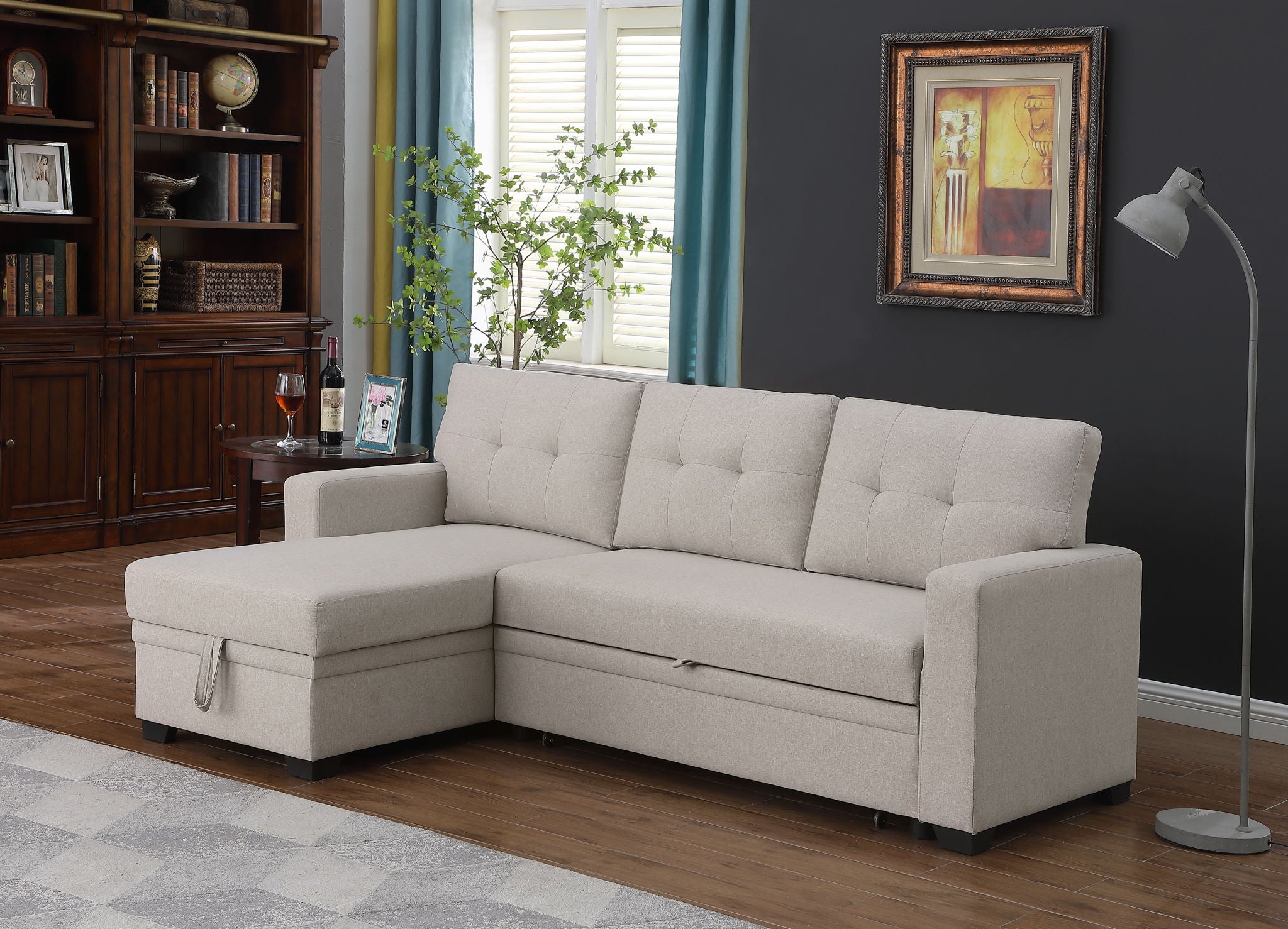 Upholstered Pull Out Sectional Sofa With Chaise - Best Buy Furniture
