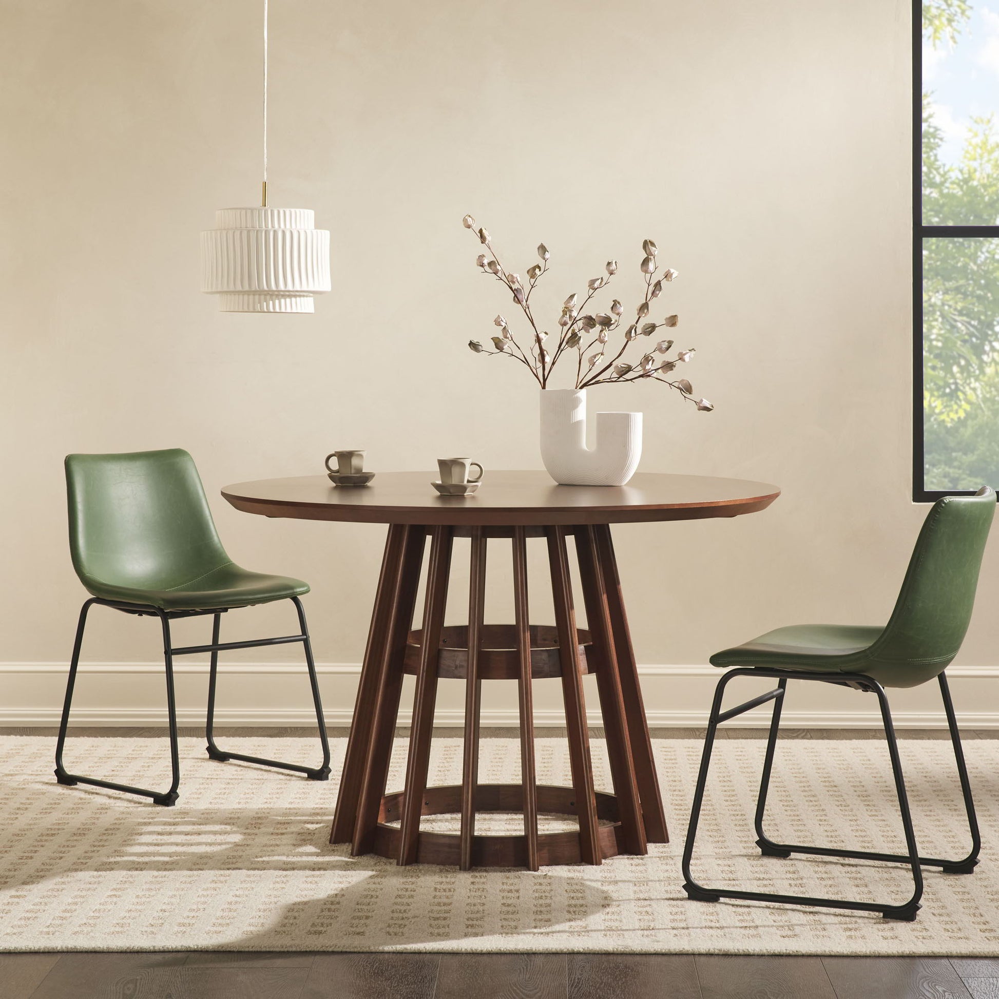 Round Dining Table With Pedestal Base - Brown - Best Buy Furniture