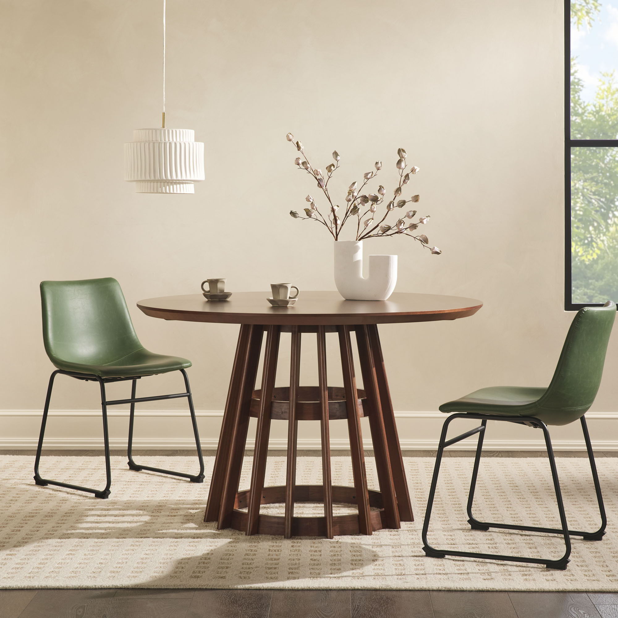 Round Dining Table With Pedestal Base - Brown - Best Buy Furniture