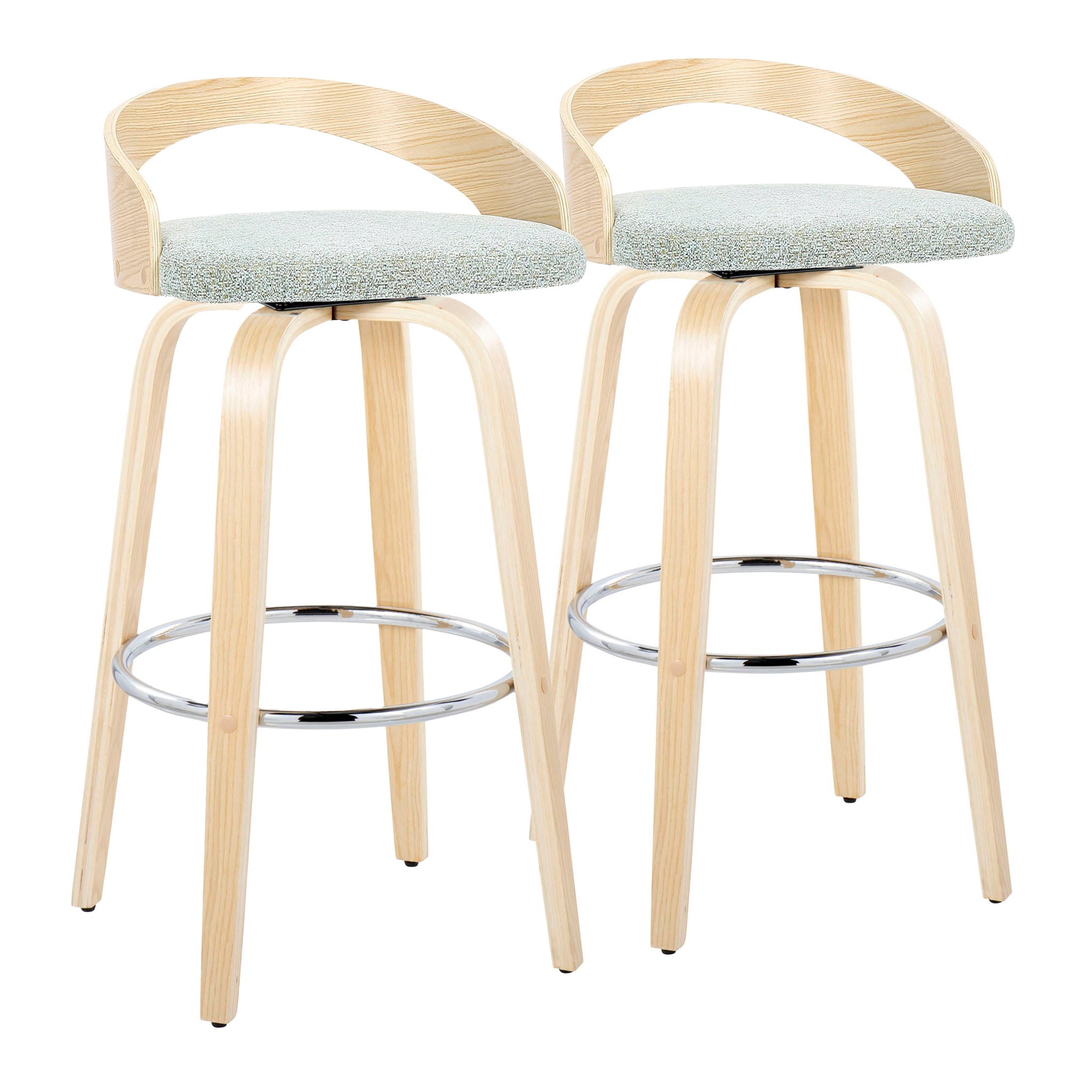 Grotto - Contemporary Fixed-Height Barstool With Swivel With Round Footrest (Set of 2) - Best Buy Furniture