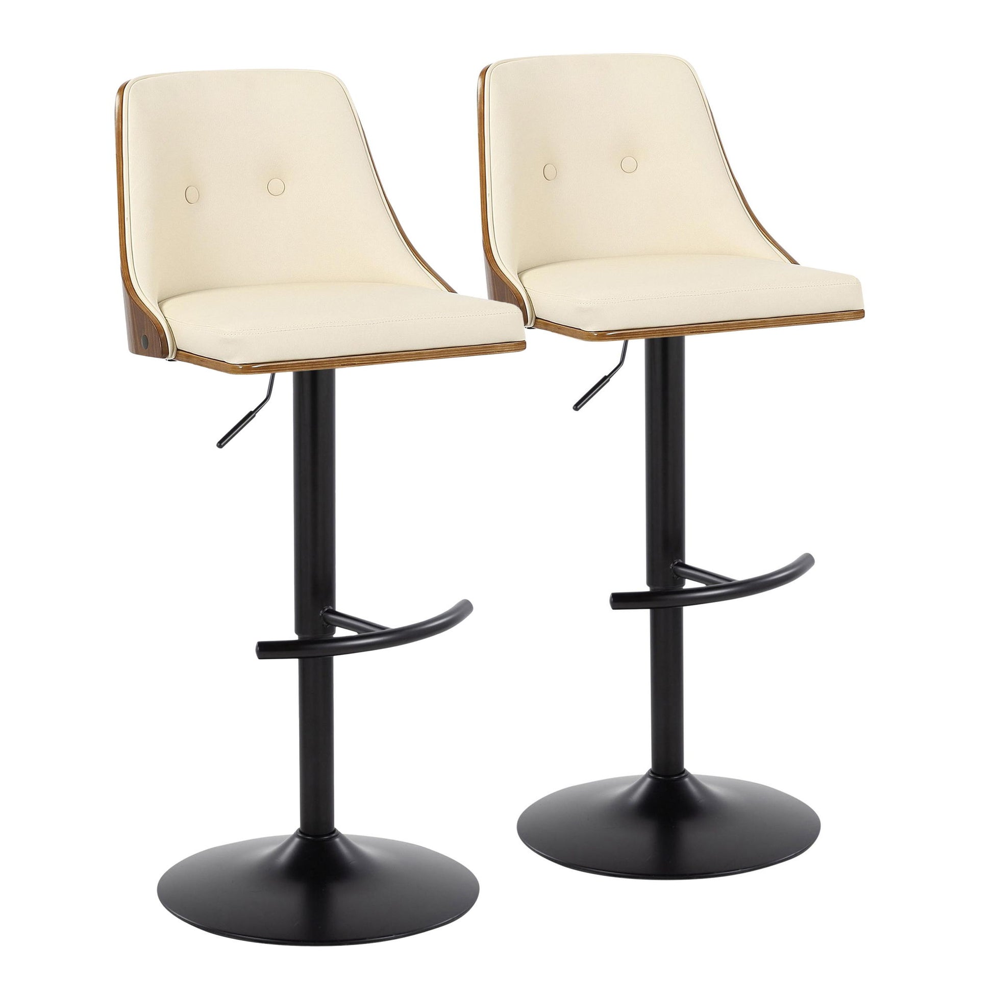 Gianna - Mid Century Modern Adjustable Barstool, Swivel With Rounded T Footrest (Set of 2) - Best Buy Furniture