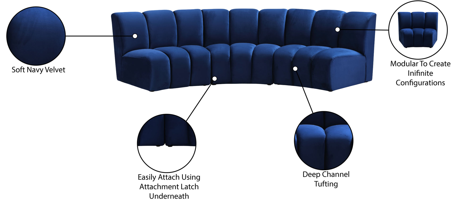 Infinity - 3 Piece Velvet Modular Sectional - Best Buy Furniture
