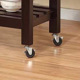 Kitchen Cart Red Cocoa Faux Marble Chunky Thick Top Two Drawers Locking Rubber Wheel Castors Slat Vented Shelves Towel Bar - Espresso - Best Buy Furniture