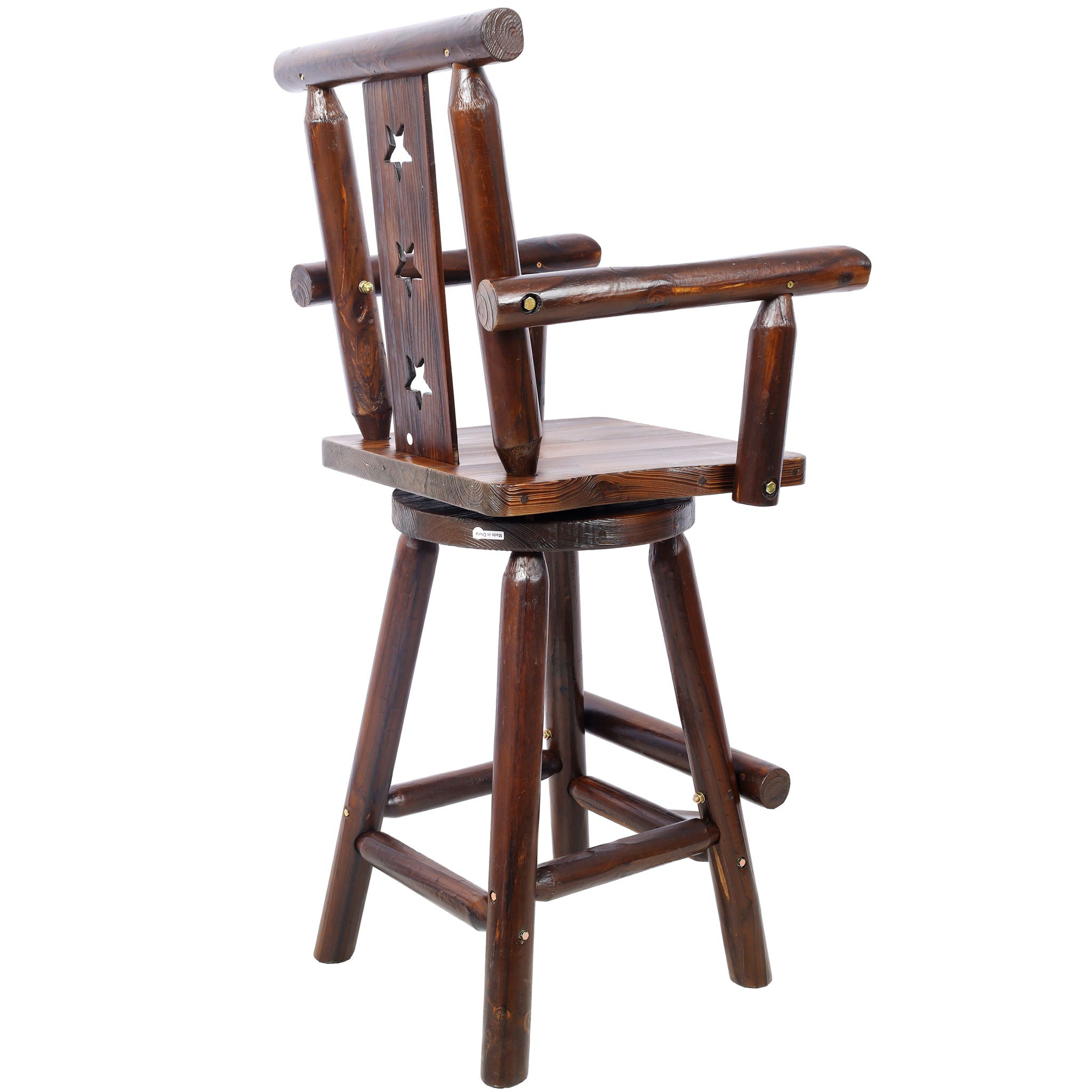 Rustic Tall Bistro Chair Decorative Star Backrest And Footrest, Fir Wood, 4 Foot - Brown - Best Buy Furniture