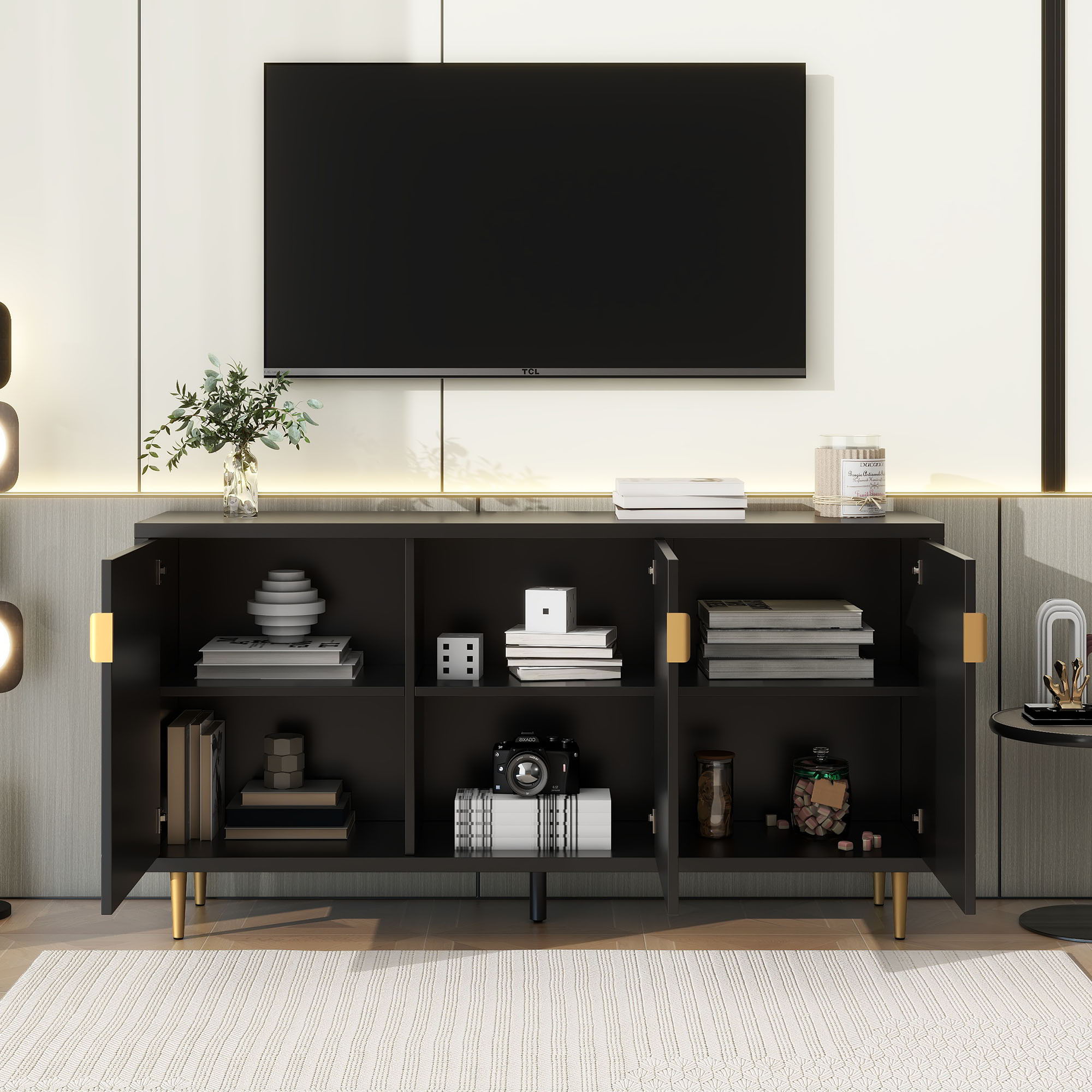 Modern TV Stand With 3 Doors And Adjustable Shelves - Best Buy Furniture