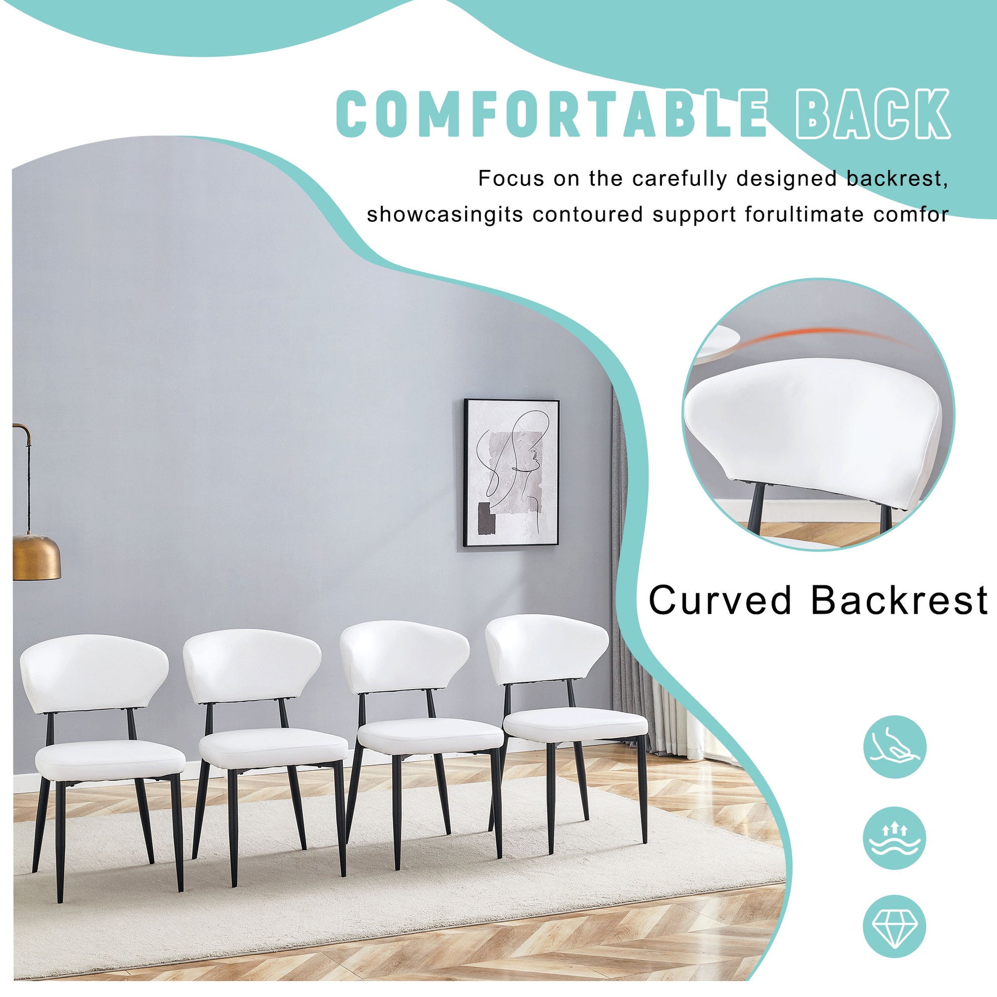 Minimalist Ergonomic Dining Chair With Curved Backres (Set of 4) - Best Buy Furniture