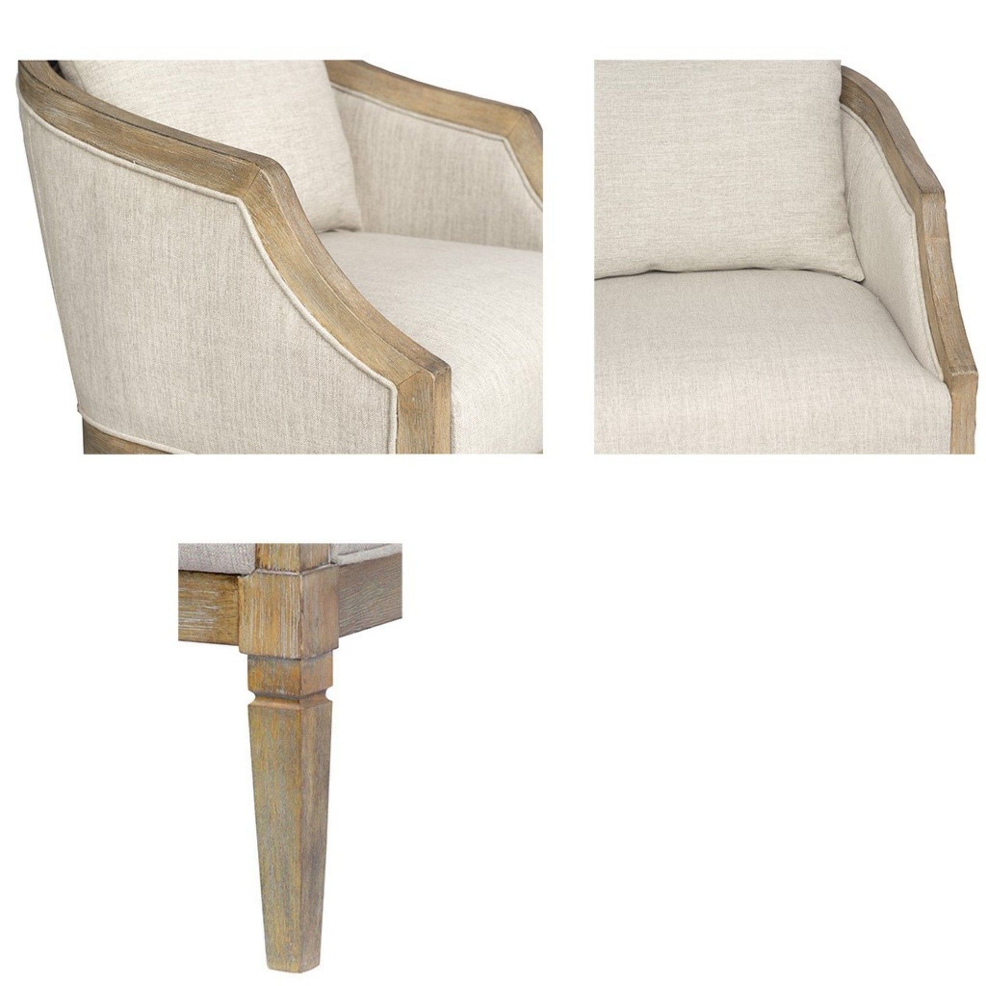 Classic Chair With Solid Wood Frame And Jacquard Upholstery - Beige - Best Buy Furniture