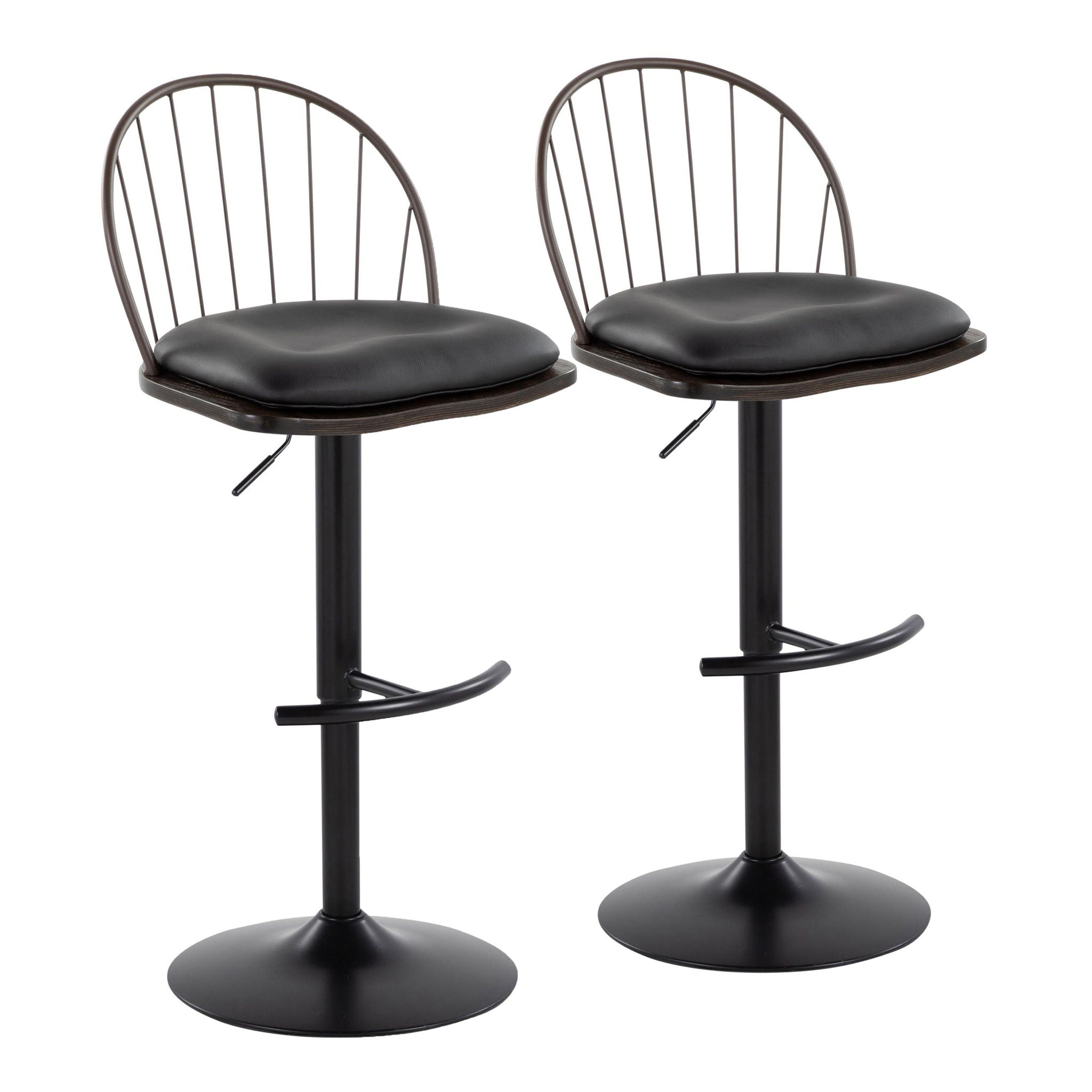 Riley - Farmhouse Adjustable Height Barstool With Swivel With Rounded T Footrest (Set of 2) - Best Buy Furniture