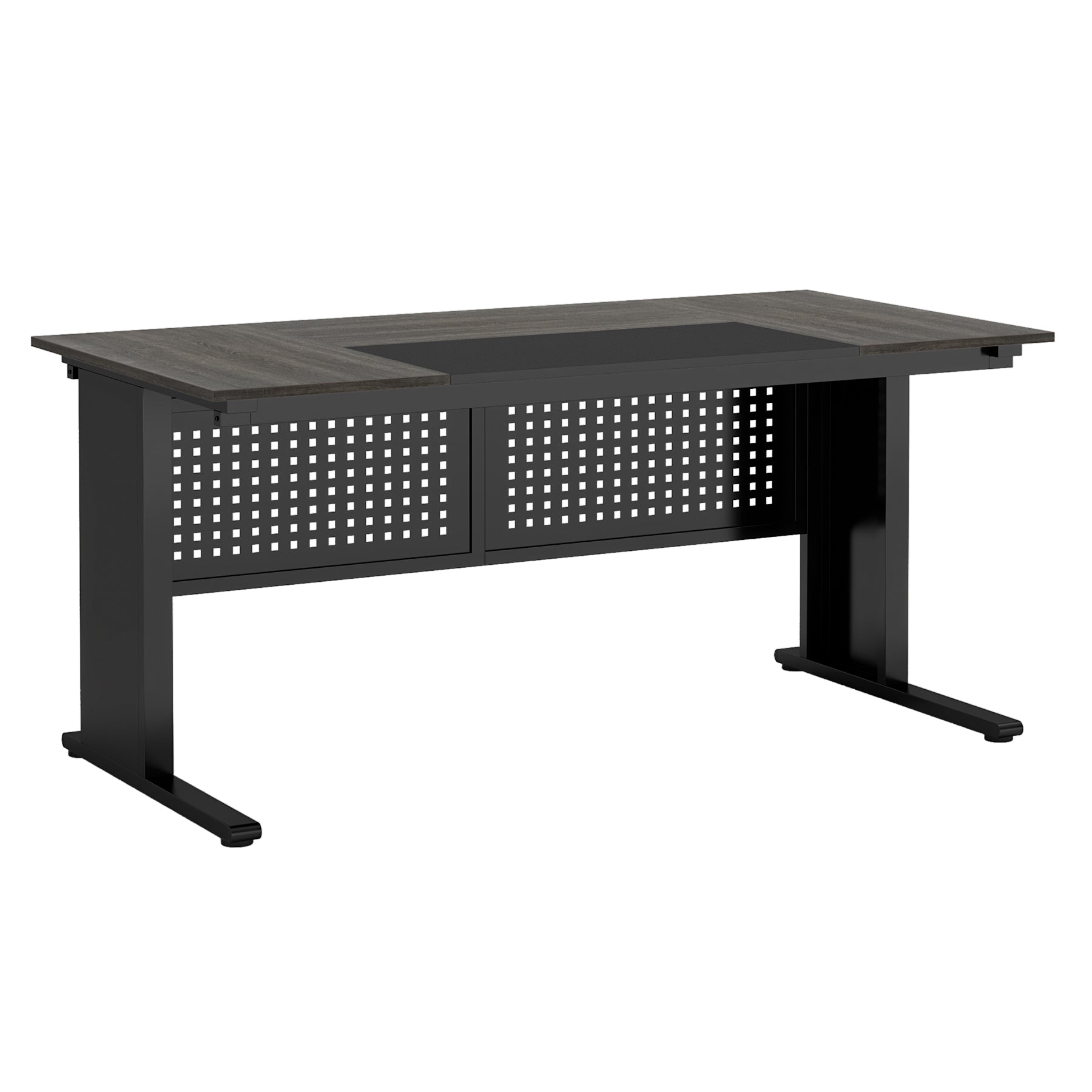 Modern Executive Desk with File Cabinet, Large Modern Office Desk with Drawers, Shelves & Storage, Gray and Black - Best Buy Furniture